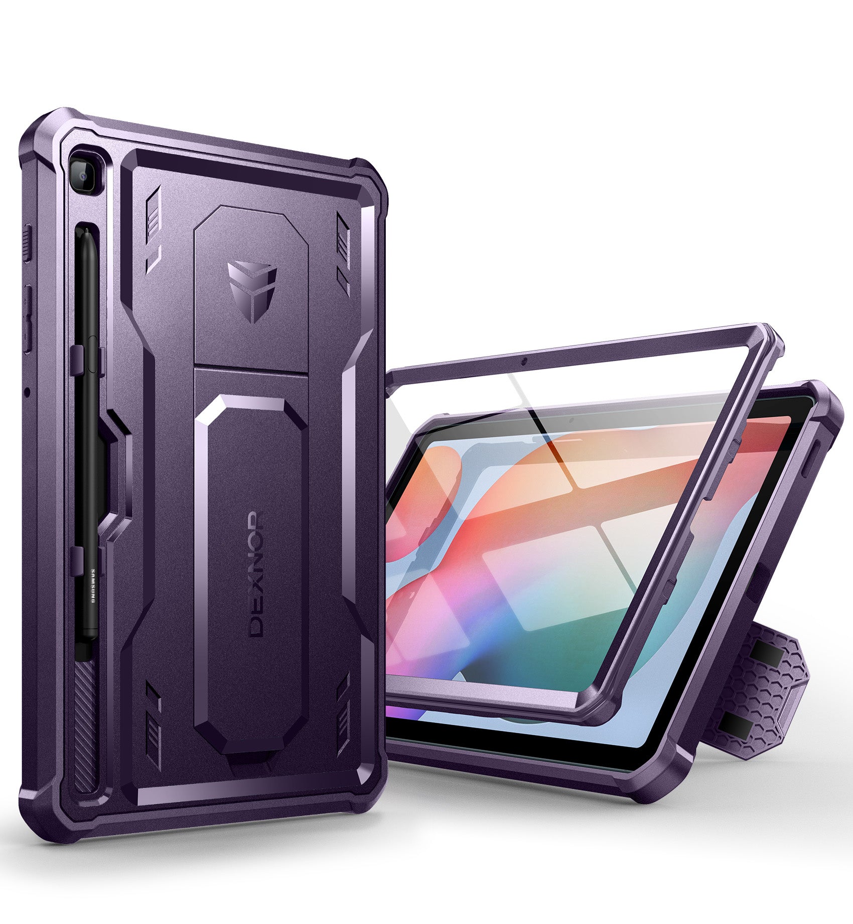 Dexnor Tablet Case for Samsung Galaxy Tab S6 lite 2020/2022/2024 With Screen Protector Full Body Bumper Kickstand Heavy-duty Shockproof Rugged Pen Holder Cover.