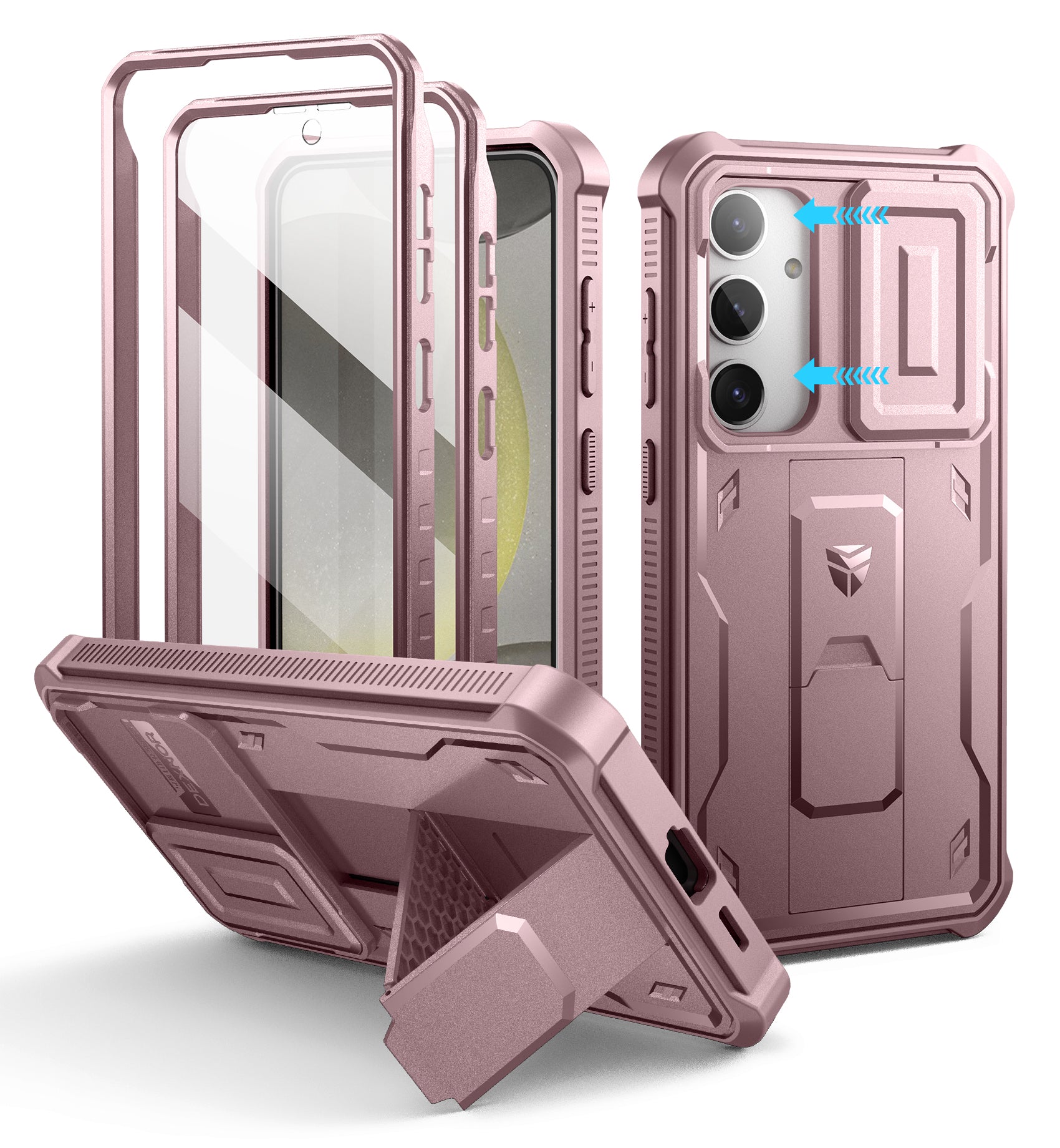 Dexnor Case for Samsung Galaxy S24 Plus Full Body With Screen Protector Slide Camera Bumper Kickstand Heavy-duty Shockproof Rugged Cover.