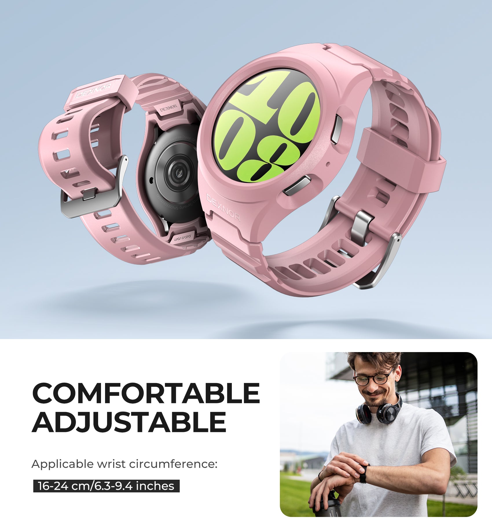Dexnor Watch Case for Samsung Galaxy Watch 6 Band [44mm] Full Body Bumper Shockproof Rugged Raised Bezel Snap-on Cover.
