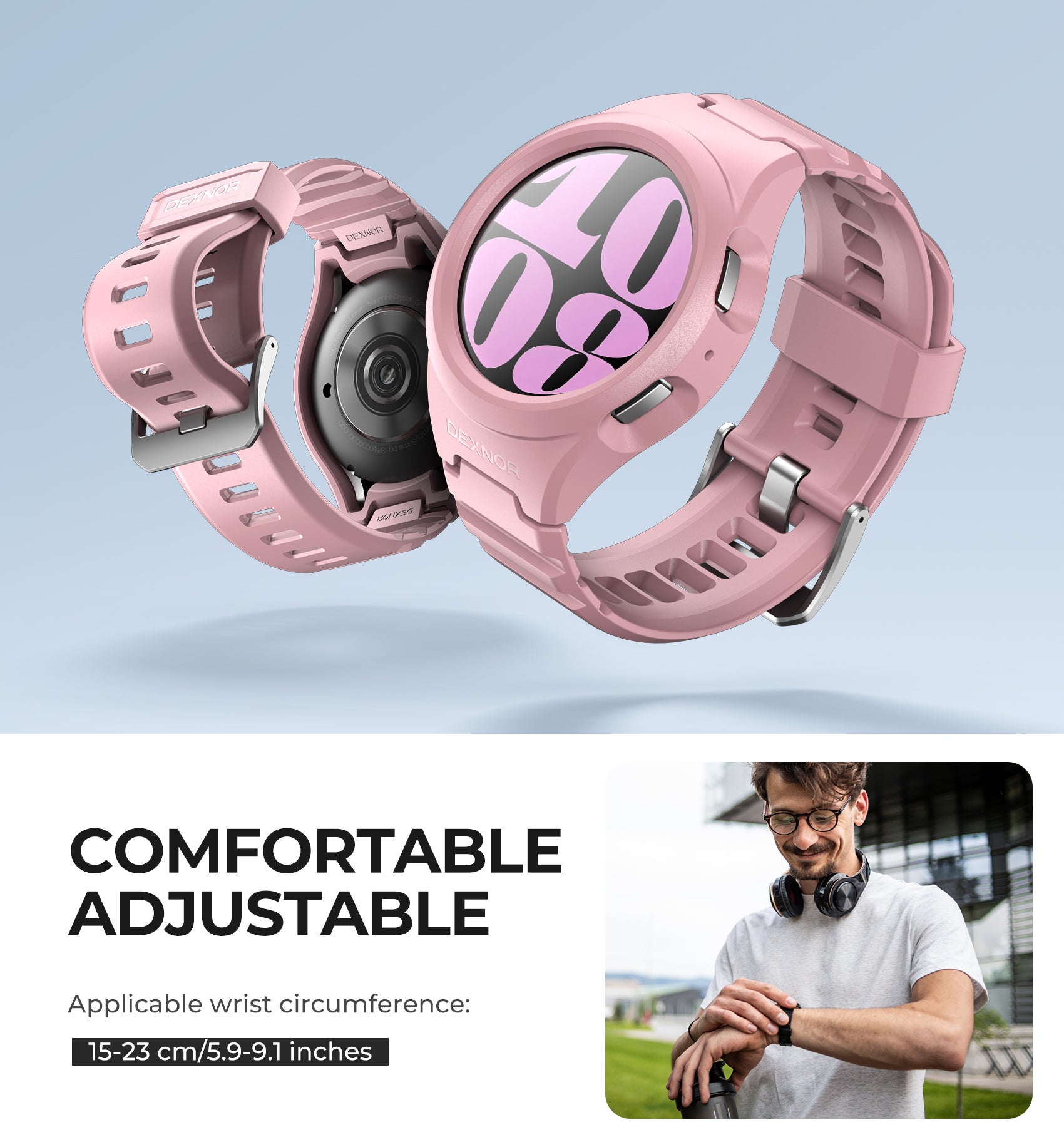Dexnor Watch Case for Samsung Galaxy Watch 6 Band [40mm] Full Body Bumper Shockproof Rugged Raised Bezel Snap-on Cover.