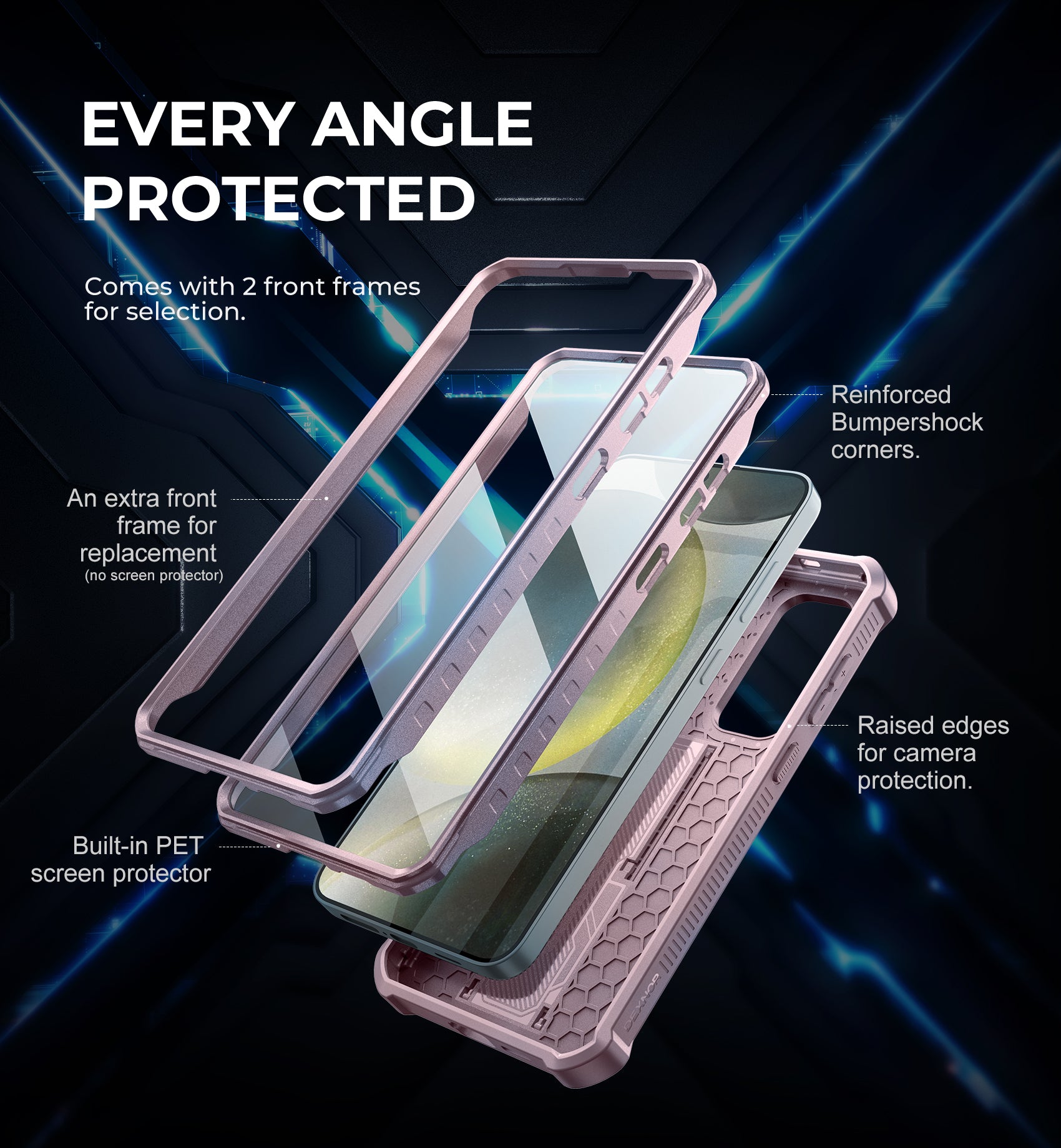 Dexnor Case for Samsung Galaxy S24 Plus Full Body With Screen Protector Slide Camera Bumper Kickstand Heavy-duty Shockproof Rugged Military Grade Cover.