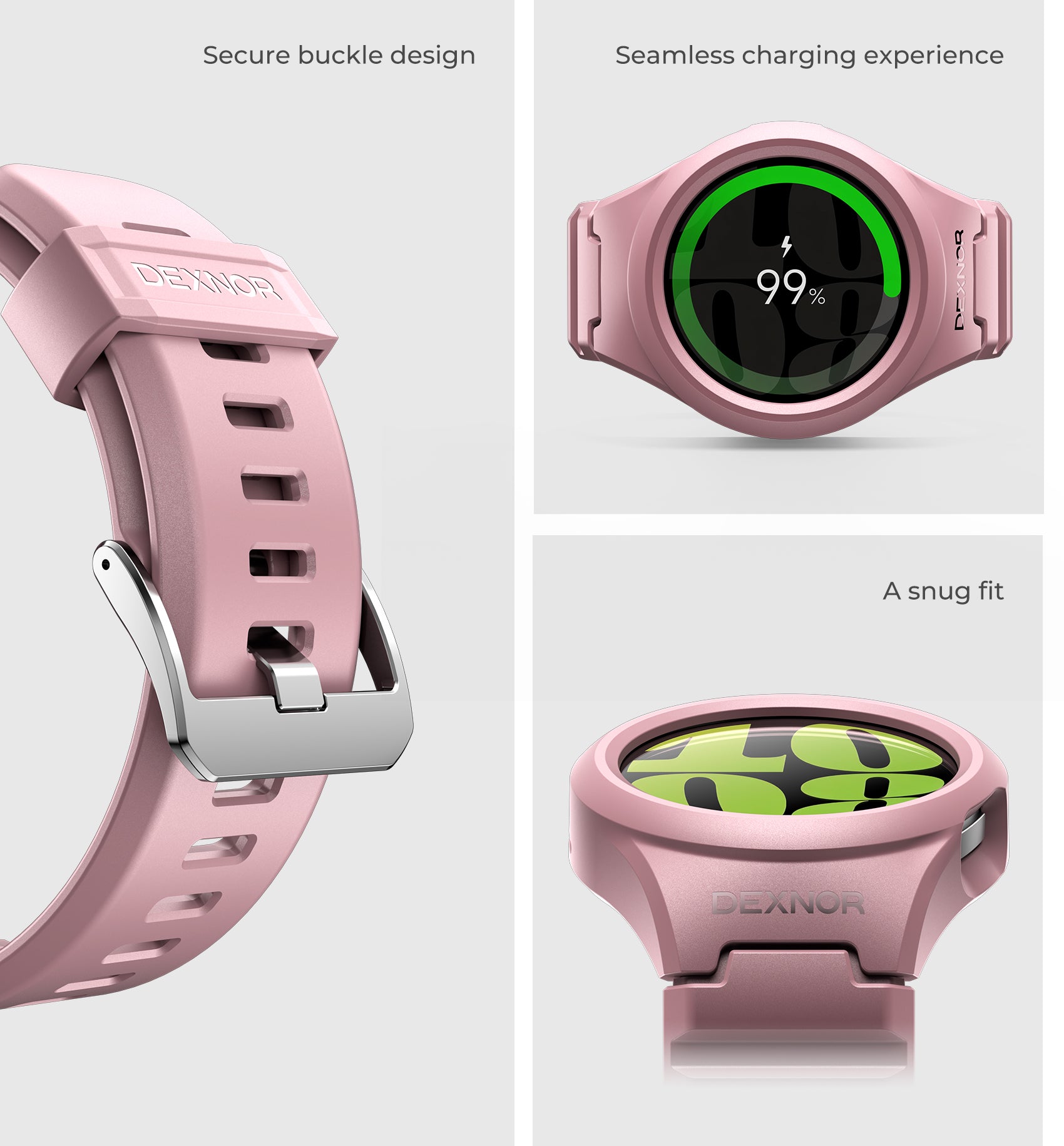 Dexnor Watch Case for Samsung Galaxy Watch 6 Band [44mm] Full Body Bumper Shockproof Rugged Raised Bezel Snap-on Cover.