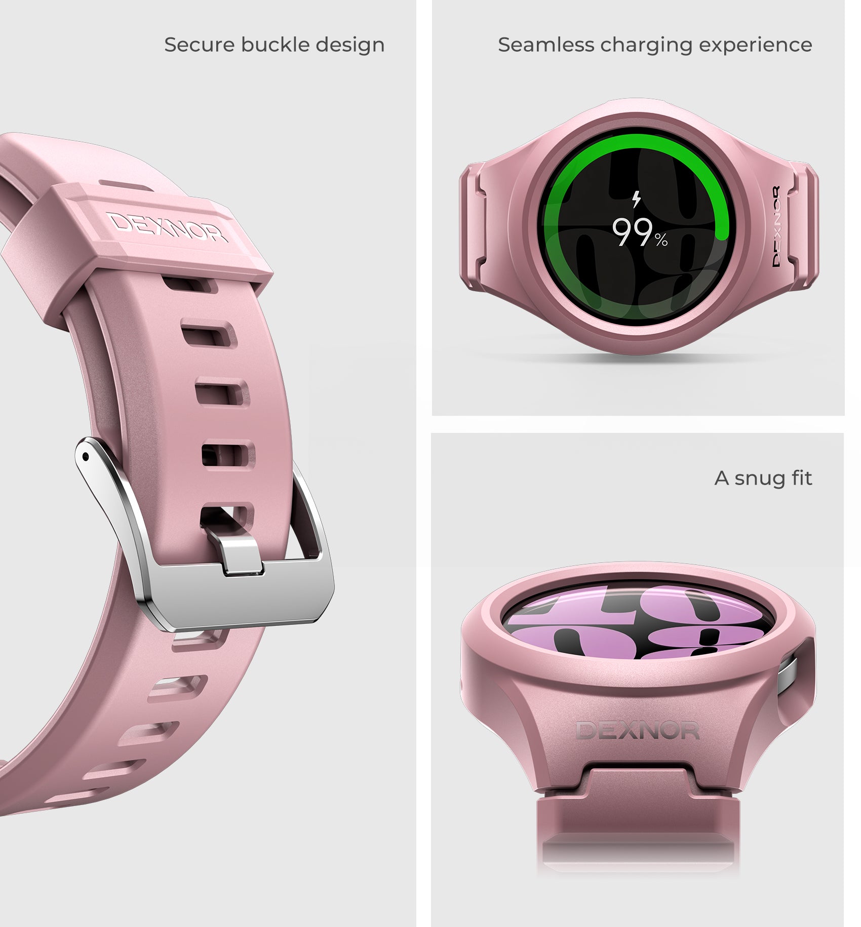 Dexnor Watch Case for Samsung Galaxy Watch 6 Band [40mm] Full Body Bumper Shockproof Rugged Raised Bezel Snap-on Cover.