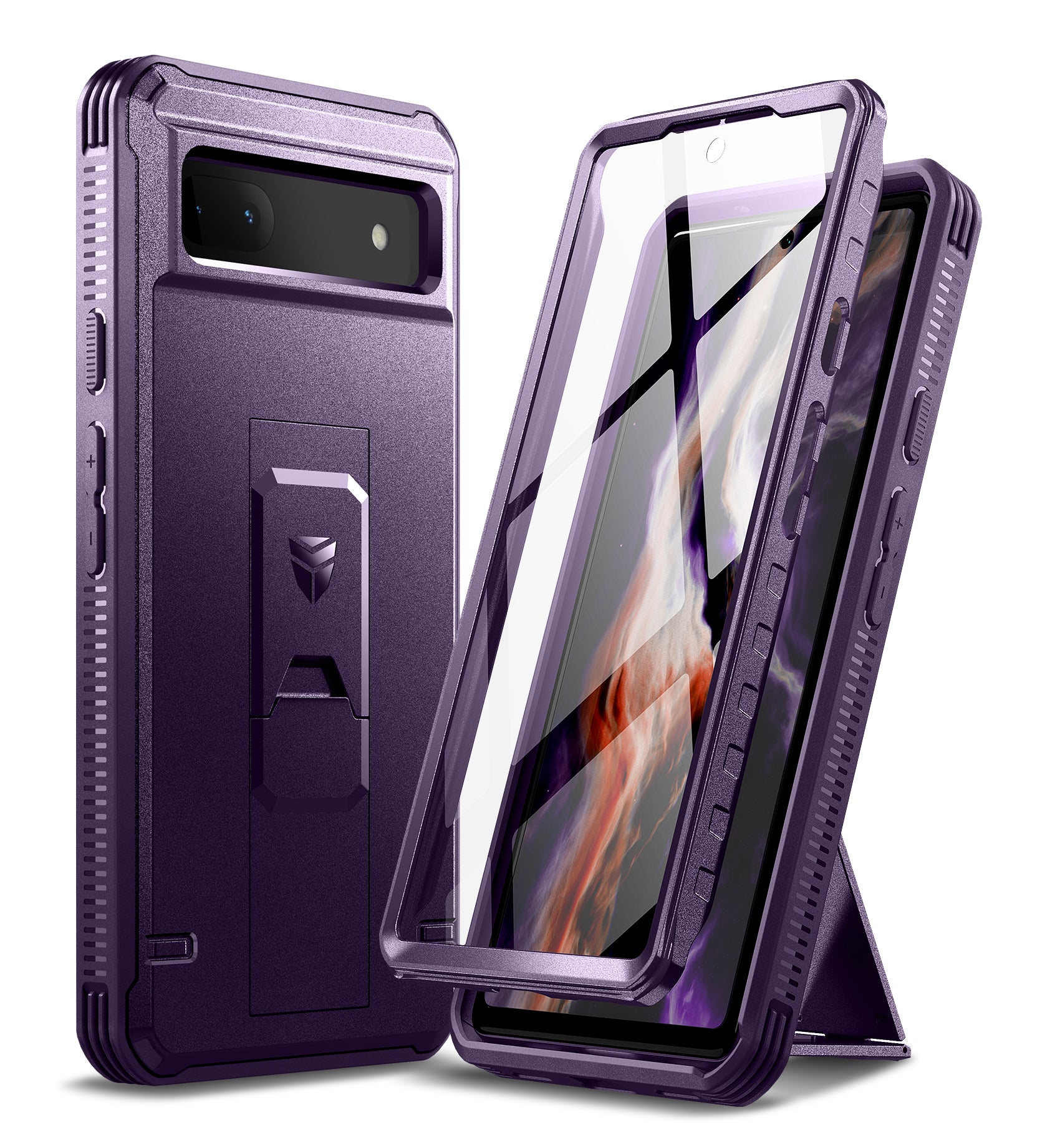 Dexnor Case for Google Pixel 6A With Screen Protector Full Body Bumper Kickstand Heavy-duty Shockproof Rugged Cover.