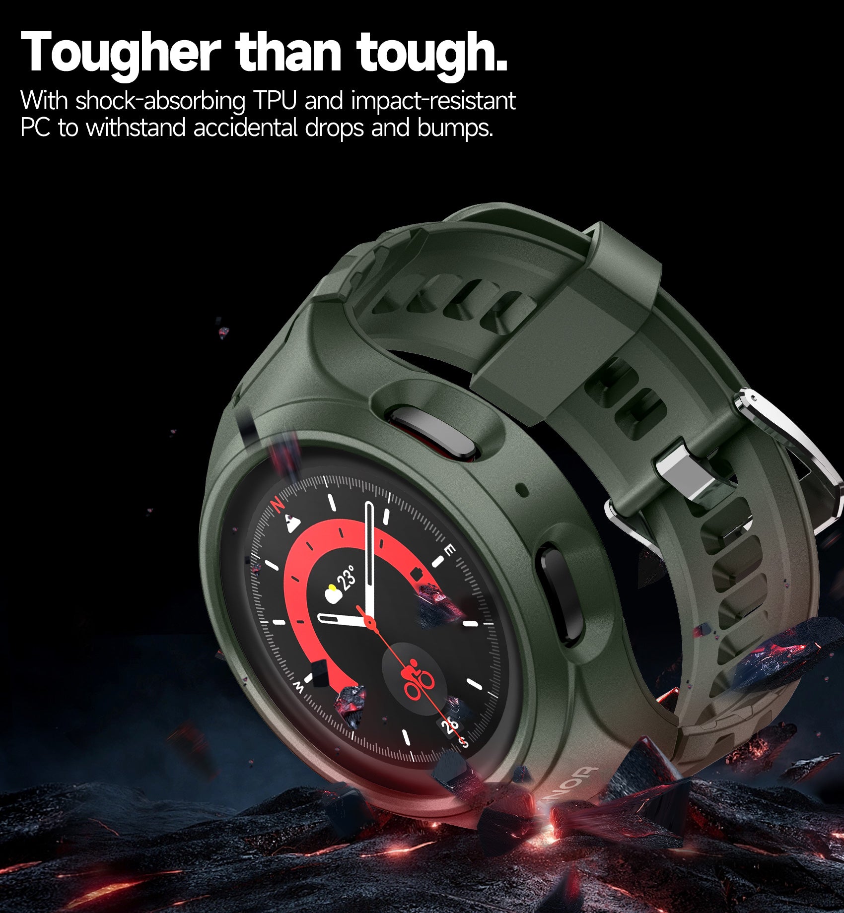 Dexnor Watch Case for Samsung Galaxy Watch 5 Pro band[45mm] Full Body Bumper Shockproof Rugged Raised Bezel Snap-on Cover