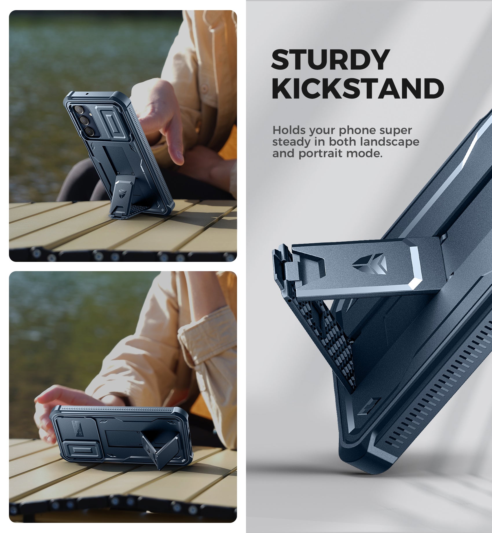 Dexnor Case for Samsung Galaxy A16 With Screen Protector Full Body Bumper Kickstand Heavy-duty Shockproof Rugged Cover.