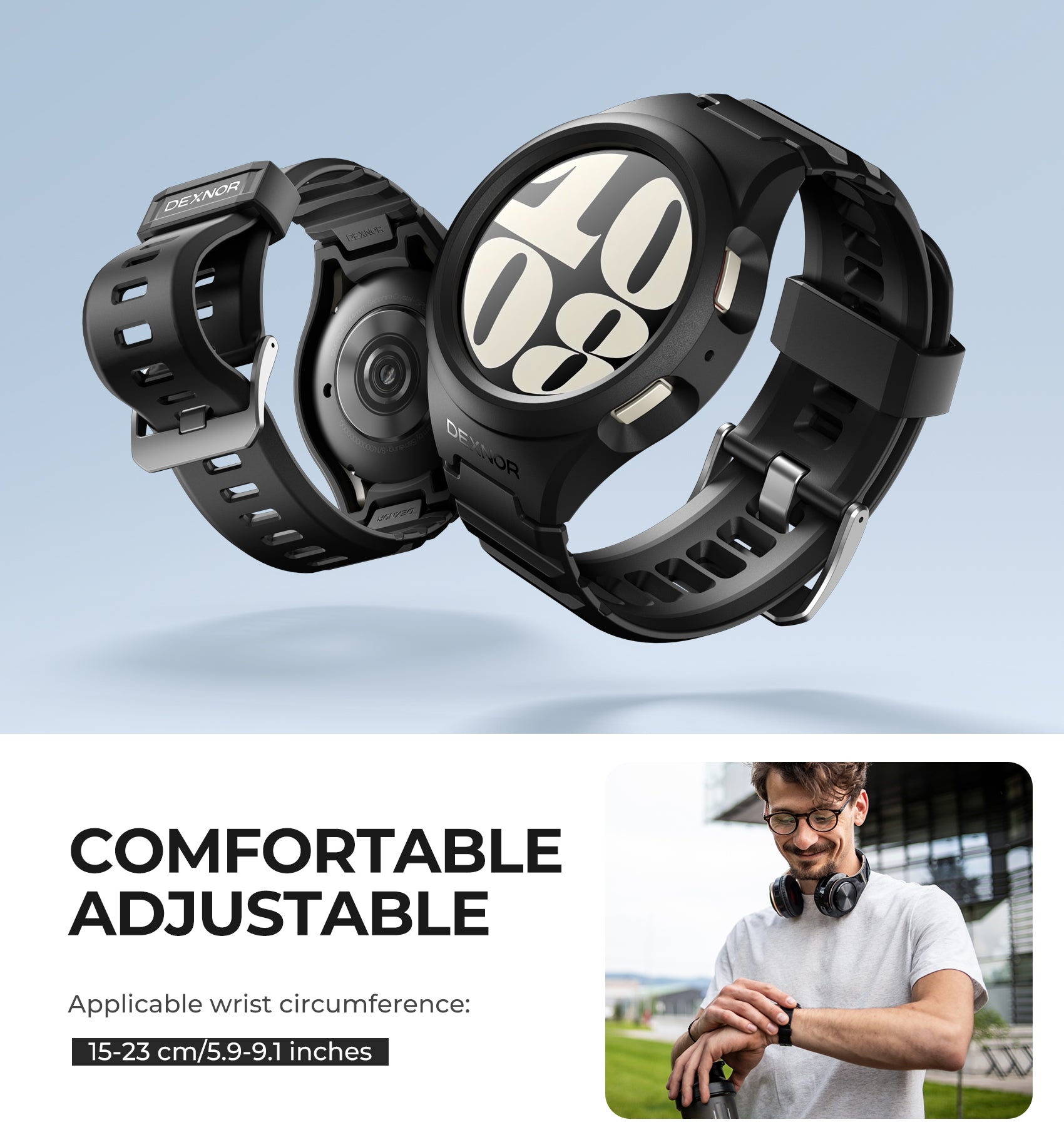 Dexnor Watch Case for Samsung Galaxy Watch 6 Band [40mm] Full Body Bumper Shockproof Rugged Raised Bezel Snap-on Cover.