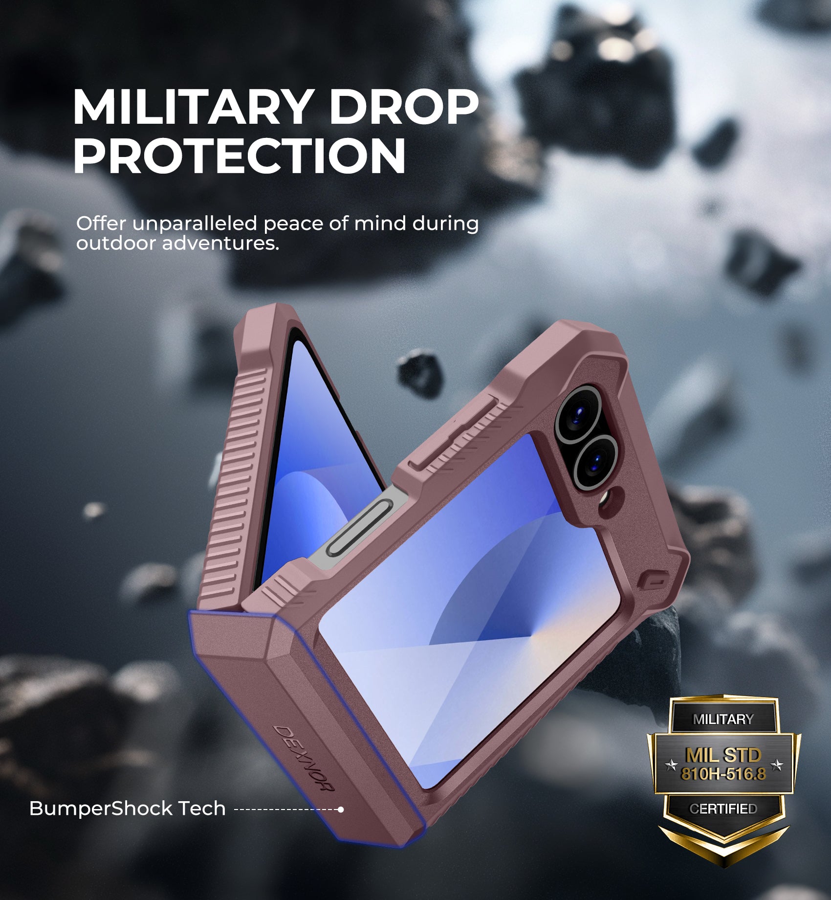 Dexnor Case for Samsung Galaxy Z Flip 6 Hinge Coverage With Screen Protector Full Body Bumper Kickstand Hinge Coverage Shockproof Rugged Cover
