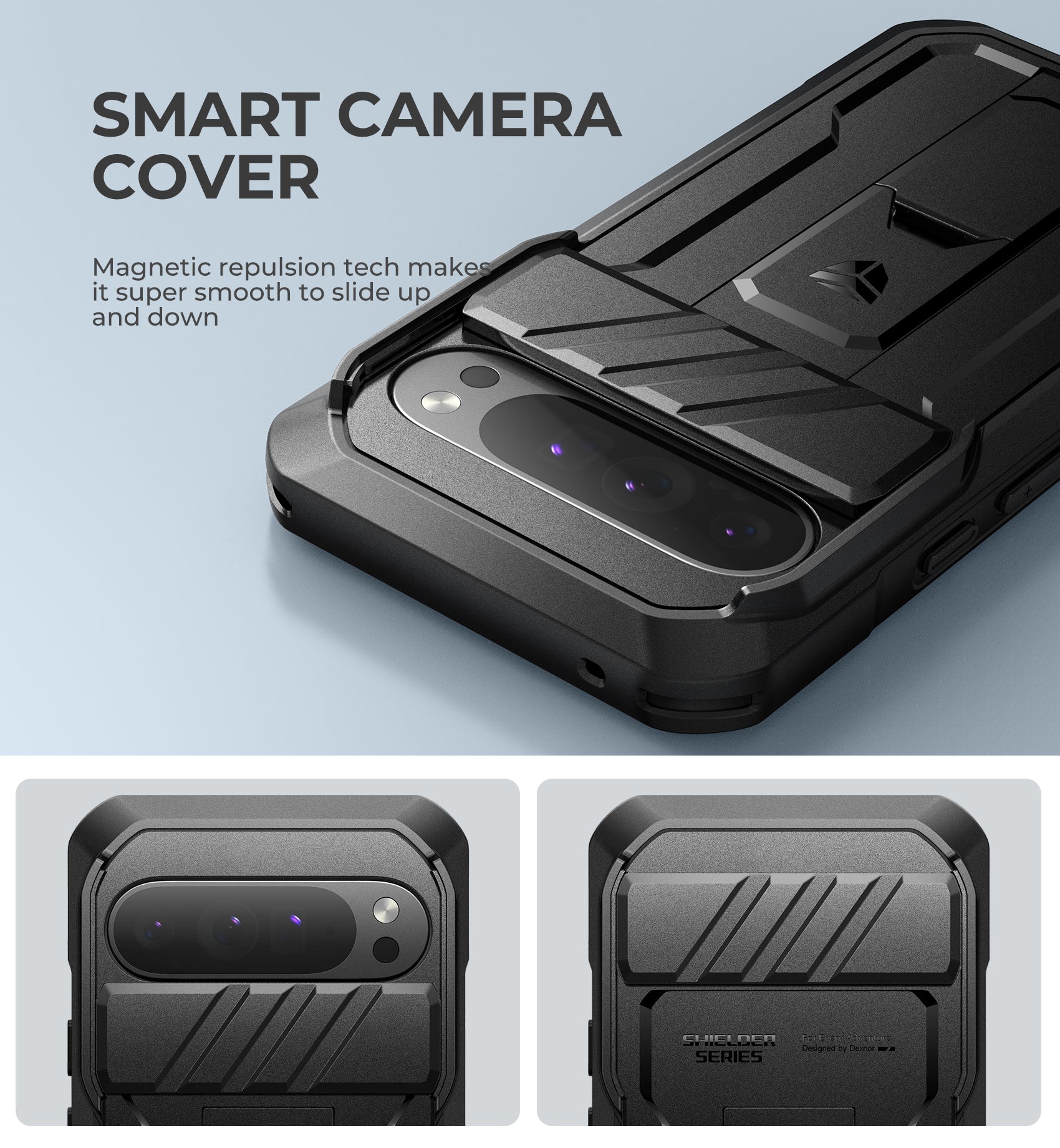 Dexnor Case for Google Pixel 9 Pro XL With Screen Protector Full Body Bumper Kickstand Heavy-duty Shockproof Rugged Military Grade Cover.