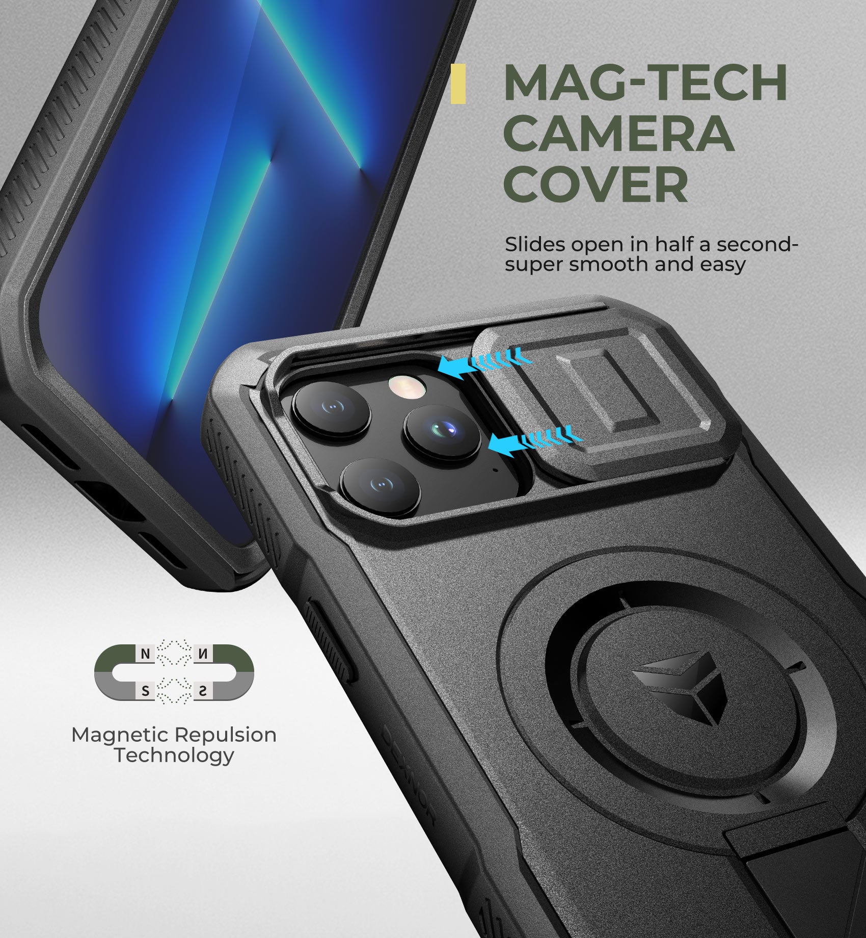 Dexnor Durable Case for iPhone 12/13 Pro Max with Built In Screen Protector and Slide Camera Cover 360 Magsafe Rugged Bumper Cover.