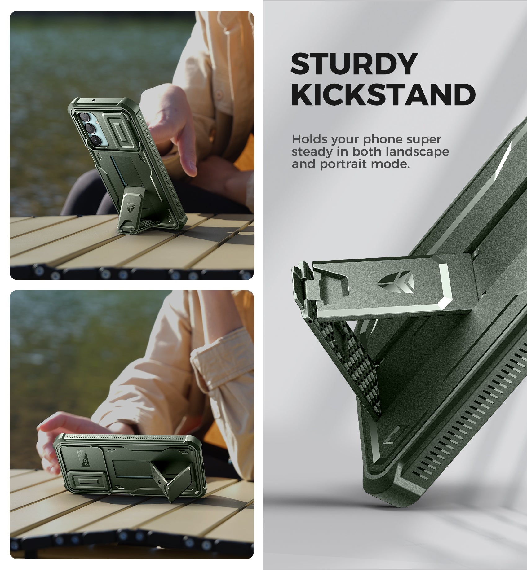 Dexnor Case for Samsung Galaxy A16 With Screen Protector Full Body Bumper Kickstand Heavy-duty Shockproof Rugged Cover.