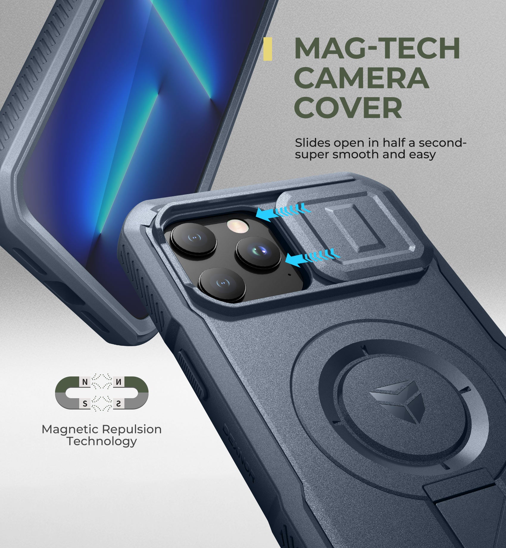 Dexnor Durable Case for iPhone 12/13 Pro Max with Built In Screen Protector and Slide Camera Cover 360 Magsafe Rugged Bumper Cover.