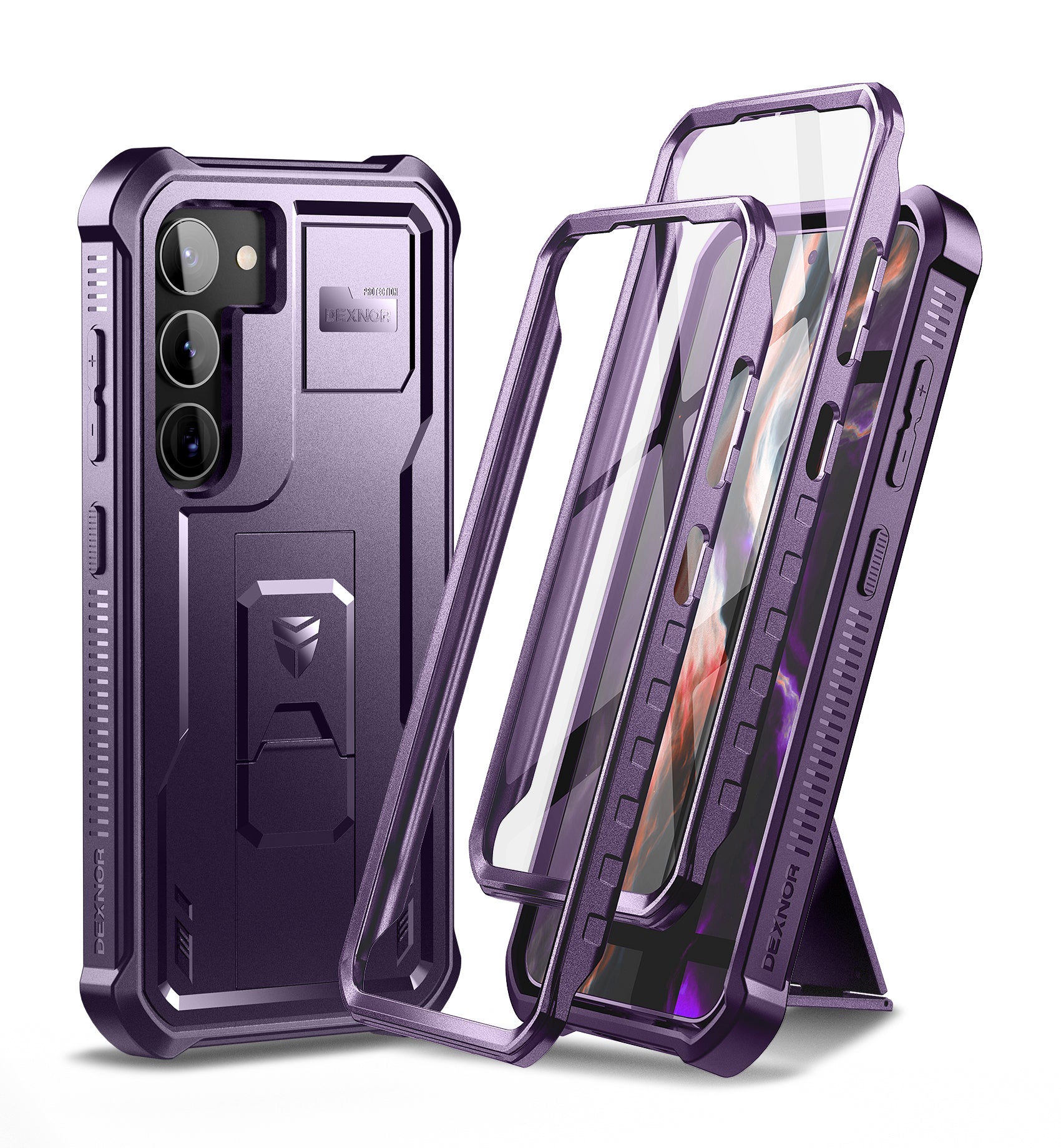Dexnor Case for Samsung Galaxy S23 Plus With Screen Protector Full Body Bumper Kickstand Heavy-duty Shockproof Rugged  Cover.