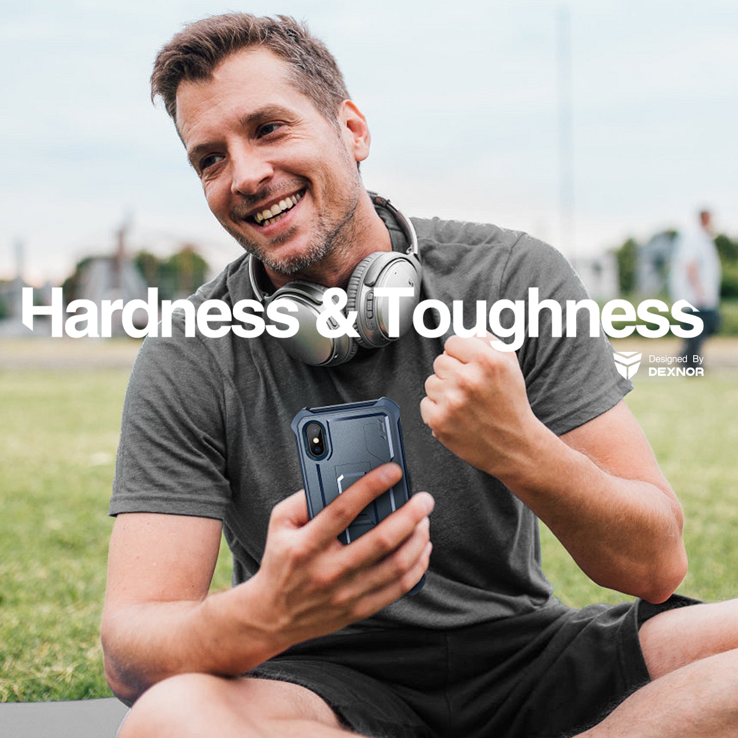 Dexnor Case for iPhone X/XS With Screen Protector Full Body Bumper Kickstand Heavy-duty Shockproof Rugged Cover.