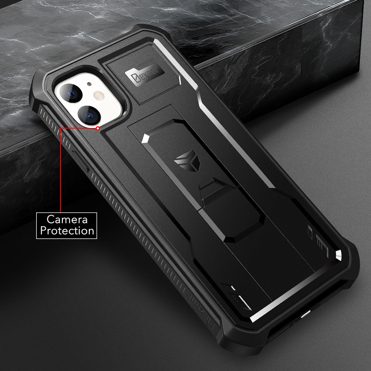 Dexnor Case for iPhone 11 With Screen Protector Full Body Bumper Kickstand Heavy-duty Shockproof Rugged Military Grade Cover.