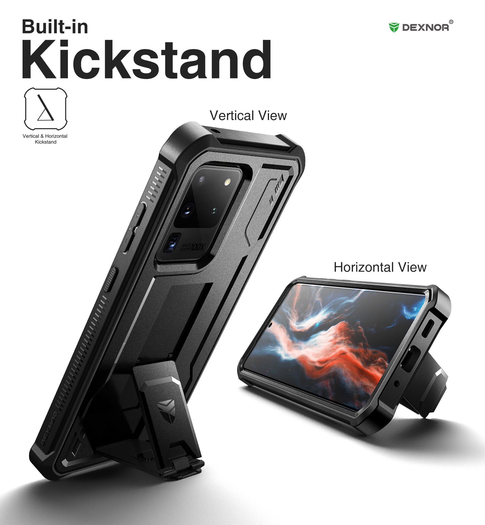 Dexnor Case for Samsung Galaxy S20 Ultra With Single Screen Protector Full Body Bumper Kickstand Heavy-duty Shockproof Rugged Cover.