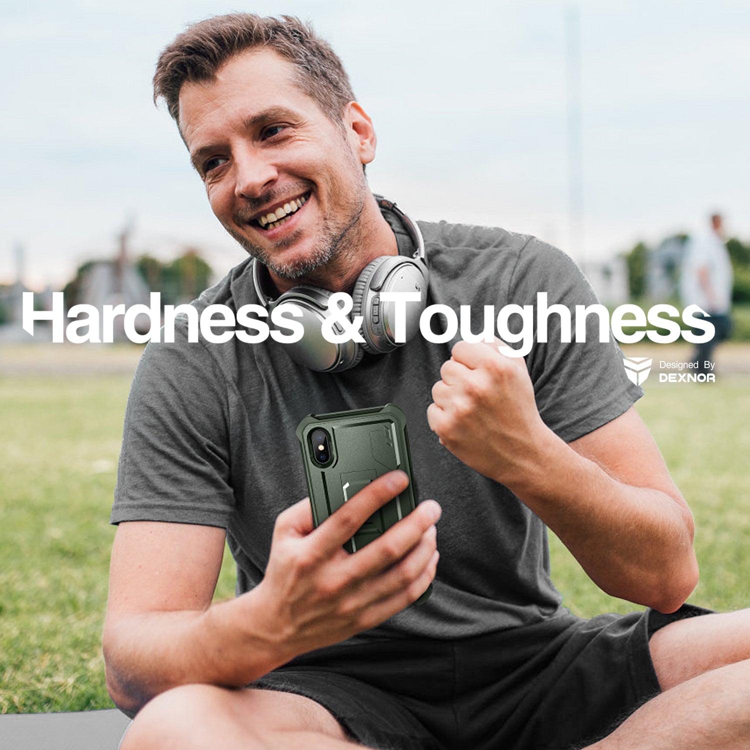 Dexnor Case for iPhone X/XS With Screen Protector Full Body Bumper Kickstand Heavy-duty Shockproof Rugged Cover.