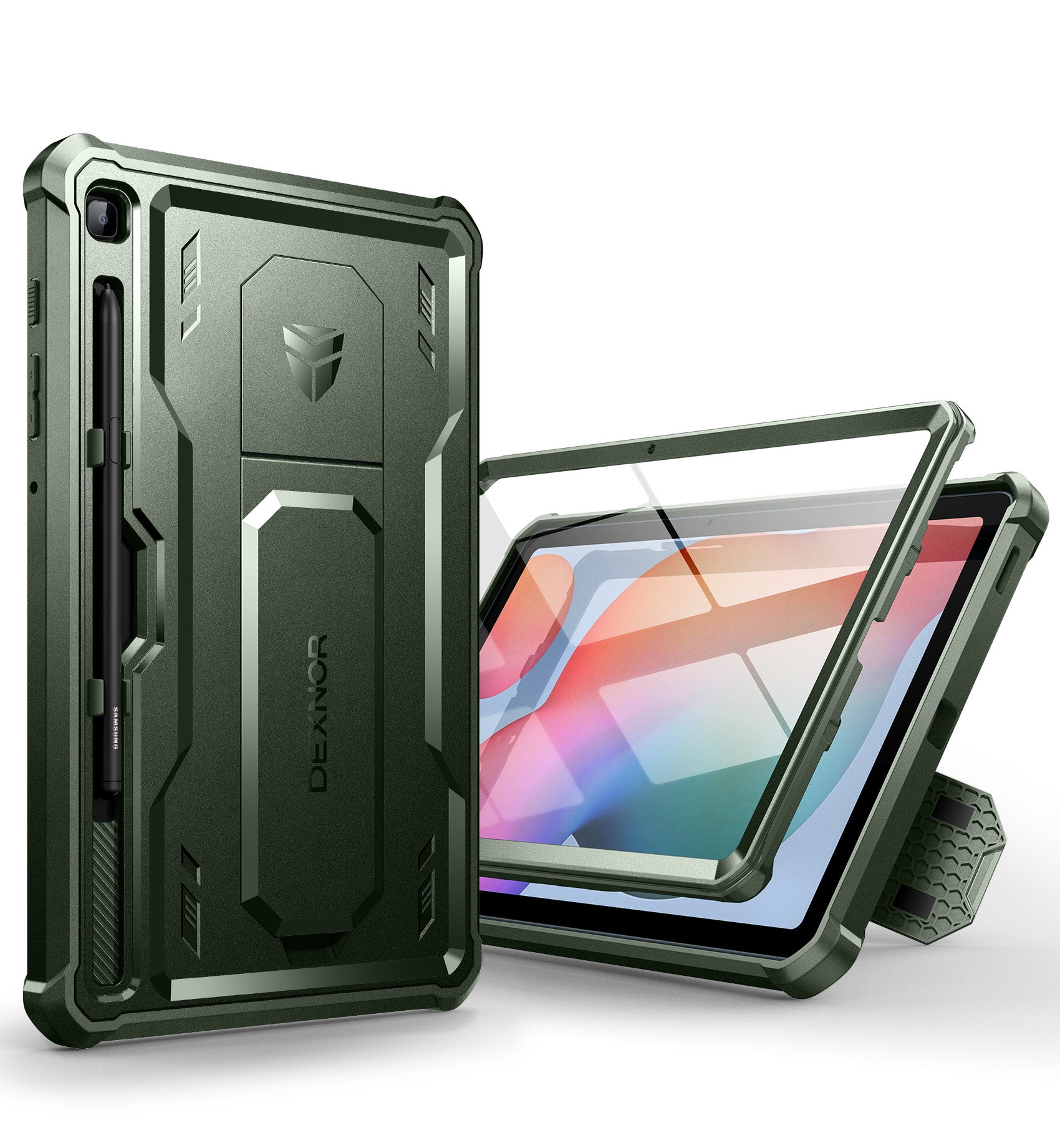 Dexnor Tablet Case for Samsung Galaxy Tab S6 lite 2020/2022/2024 With Screen Protector Full Body Bumper Kickstand Heavy-duty Shockproof Rugged Pen Holder Cover.