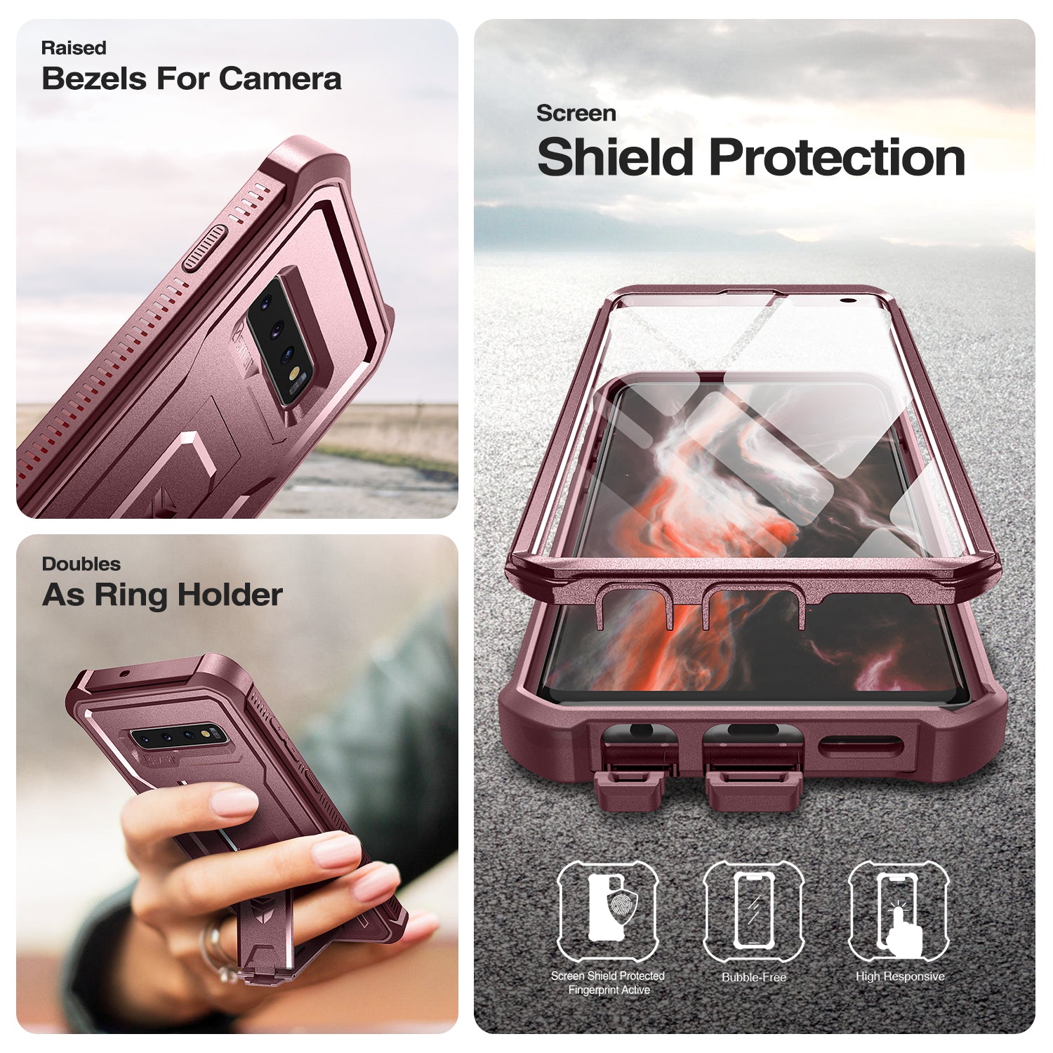 Dexnor Case for Samsung Galaxy S10 With Single Screen Protector Full Body Bumper Kickstand Heavy-duty Shockproof Rugged  Cover.