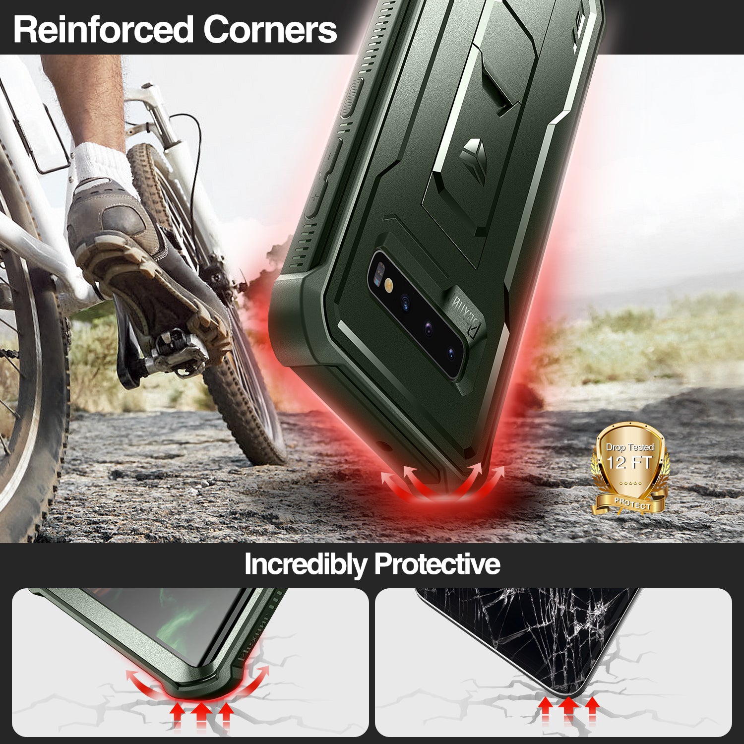 Dexnor Case for Samsung Galaxy S10 With Single Screen Protector Full Body Bumper Kickstand Heavy-duty Shockproof Rugged  Cover.