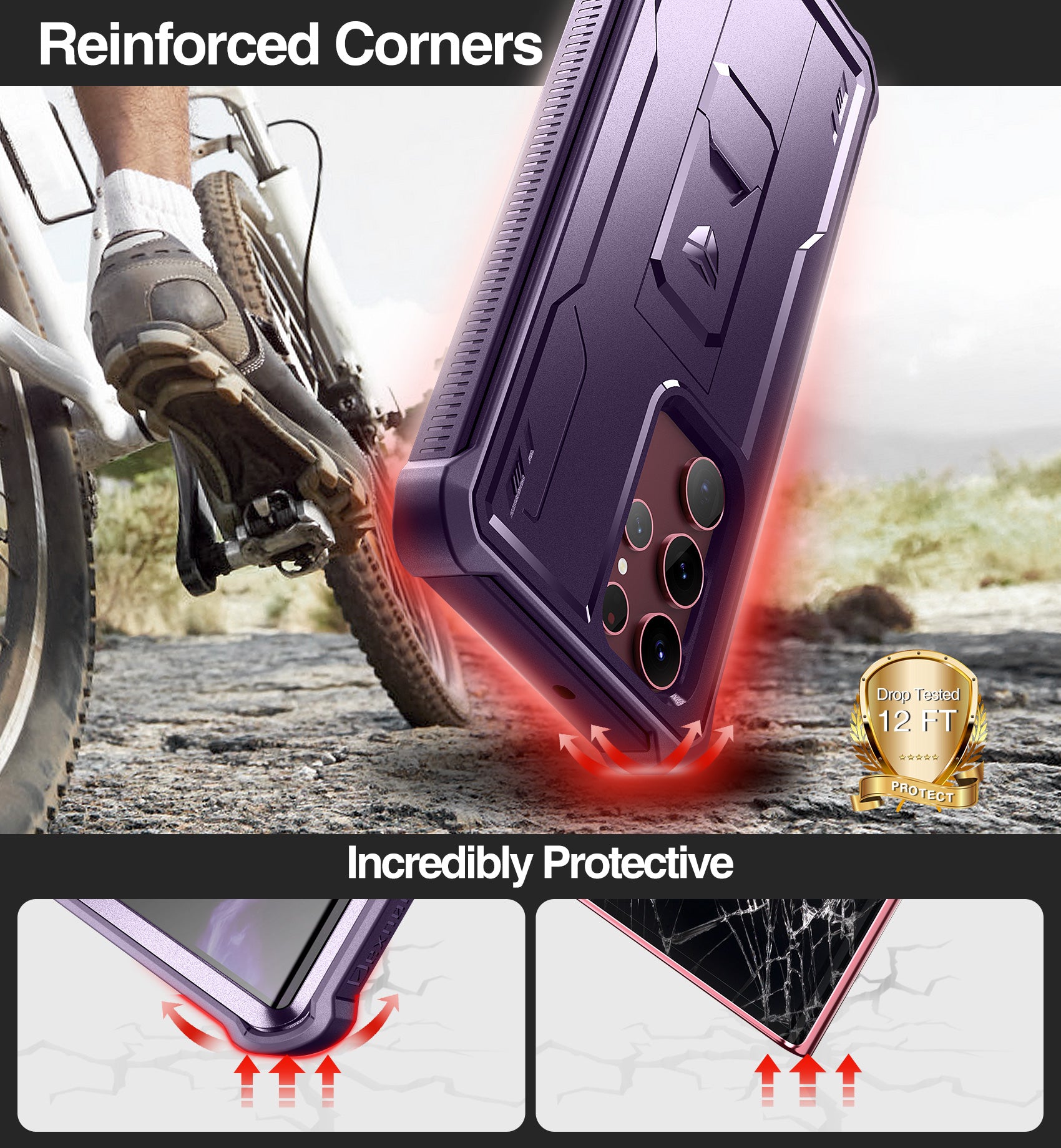 Dexnor Case for Samsung Galaxy S22 Ultra With Screen Protector Full Body Bumper Kickstand Heavy-duty Shockproof Rugged  Cover.