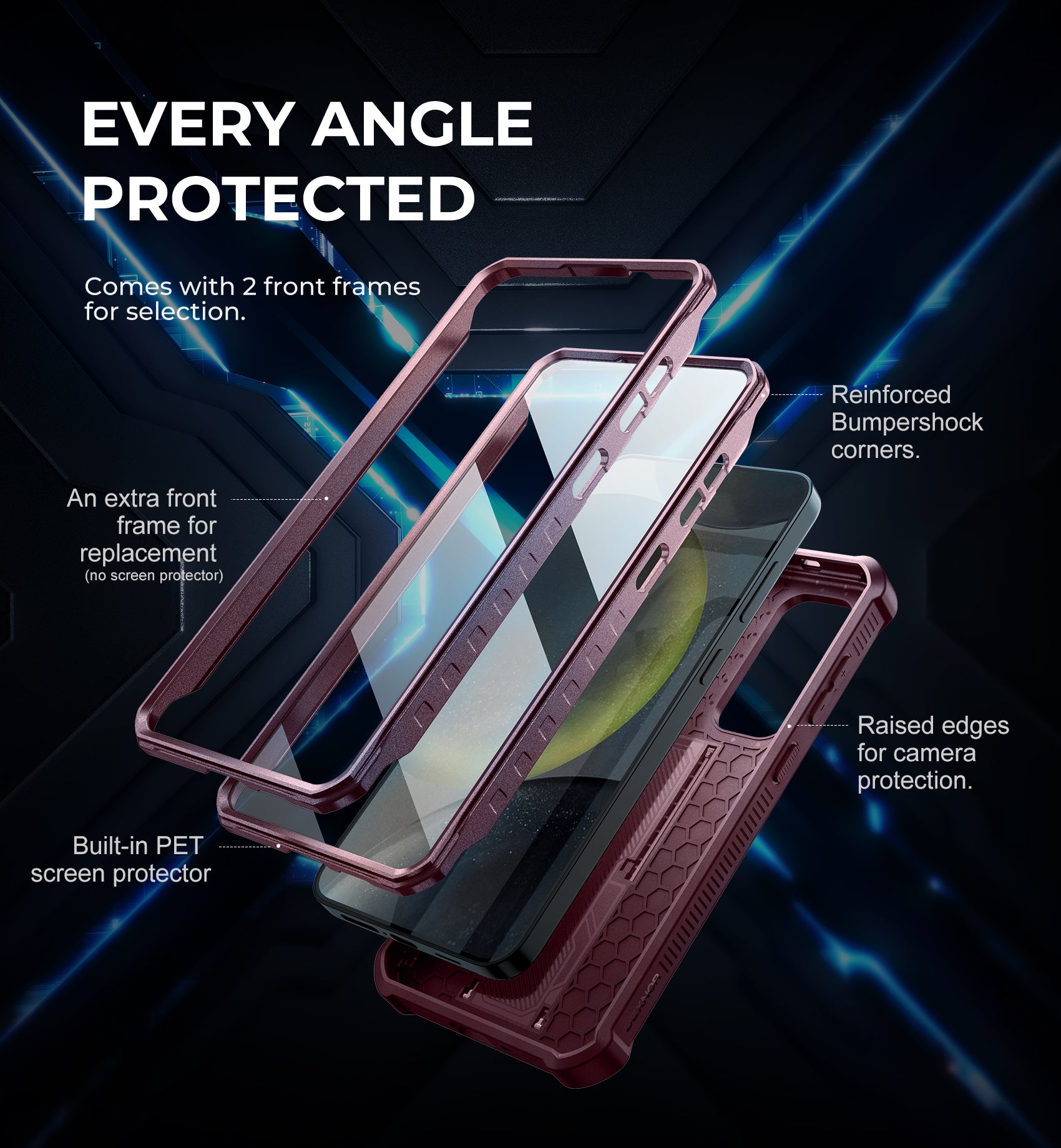 Dexnor Case for Samsung Galaxy S24 Plus Full Body With Screen Protector Slide Camera Bumper Kickstand Heavy-duty Shockproof Rugged Military Grade Cover.