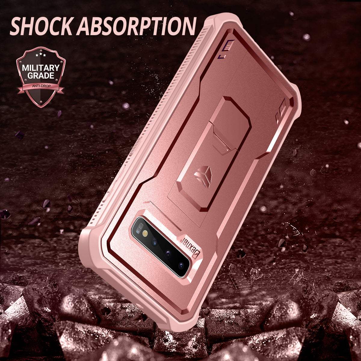 Dexnor Case for Samsung Galaxy S10 With Single Screen Protector Full Body Bumper Kickstand Heavy-duty Shockproof Rugged  Cover.