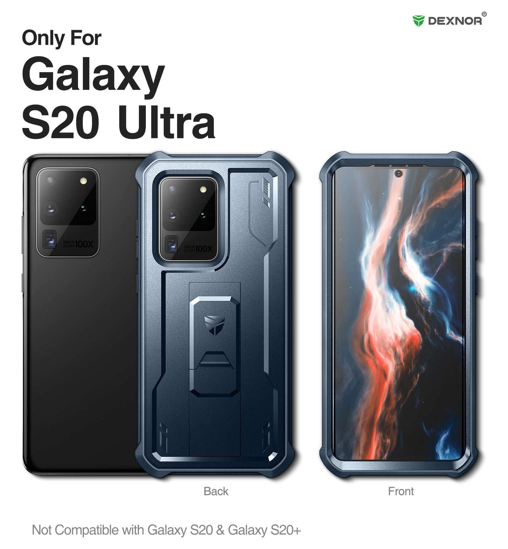 Dexnor Case for Samsung Galaxy S20 Ultra With Single Screen Protector Full Body Bumper Kickstand Heavy-duty Shockproof Rugged Cover.
