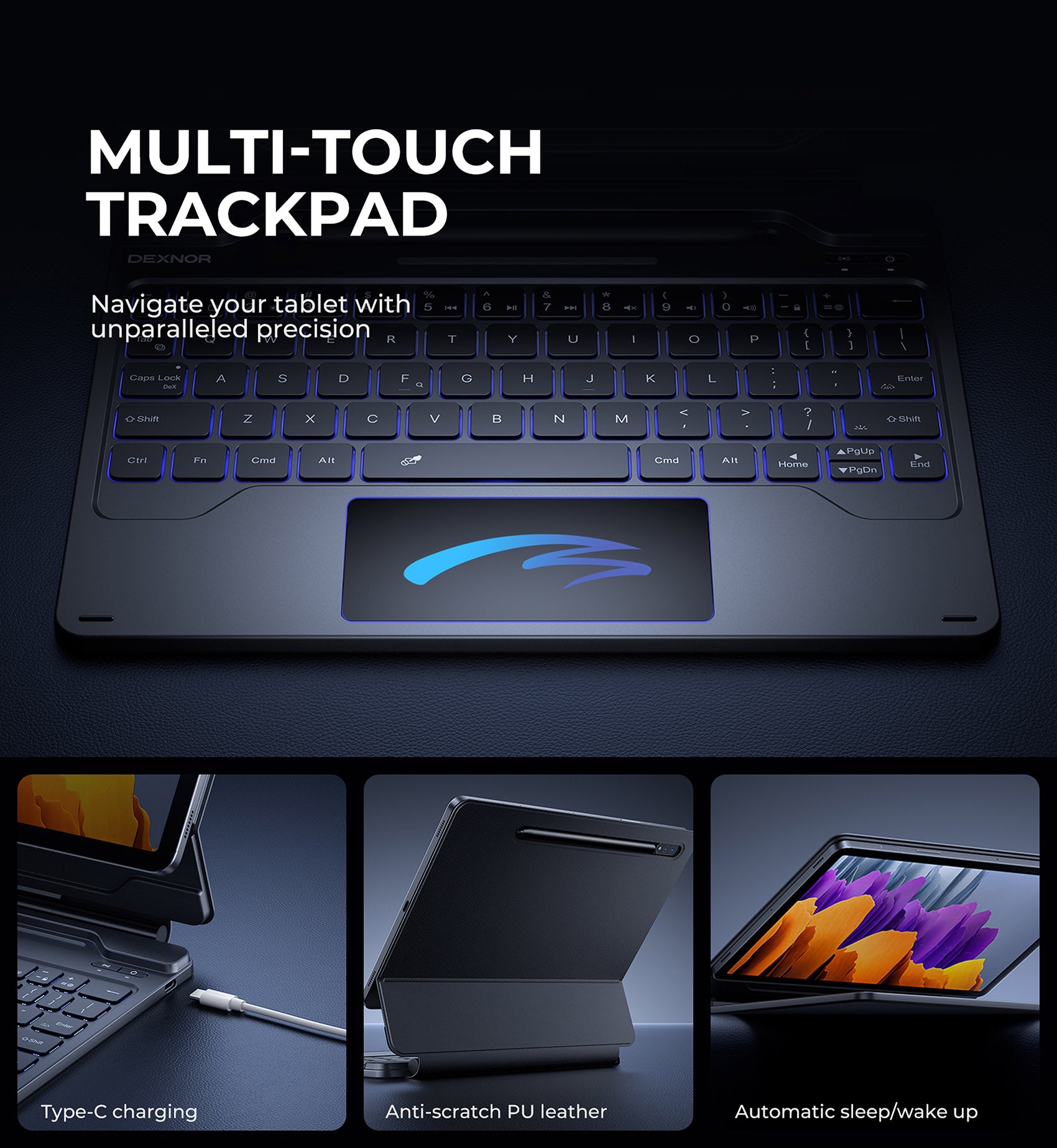 For Samsung Galaxy Tab S7/S8 11 Inch Case with Keyboard Magnetic Floating Cantilever Stand