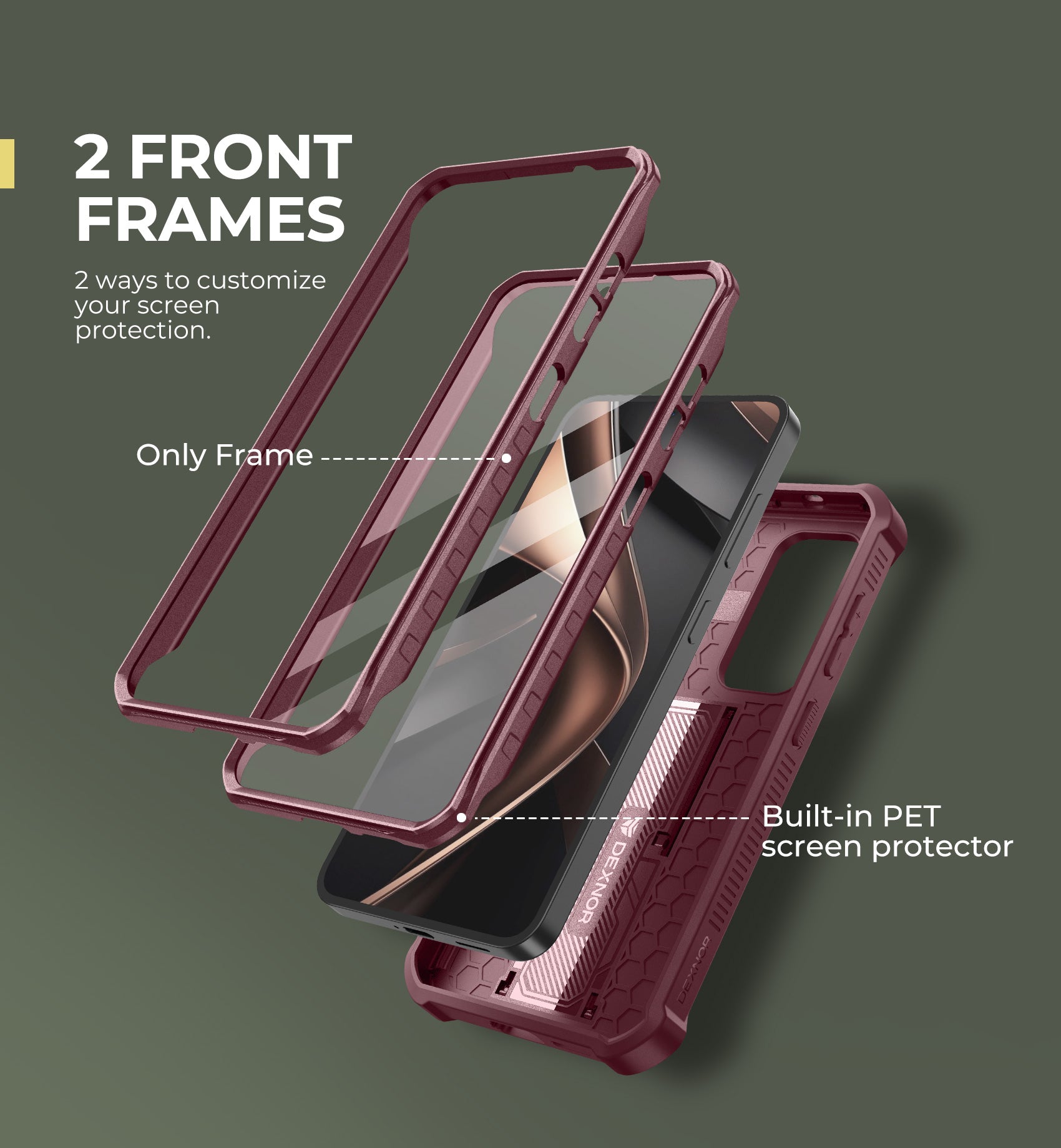 Dexnor Case for Samsung Galaxy S25 Full Body With Screen Protector Slide Camera Bumper Kickstand Heavy-duty Shockproof Rugged Cover.