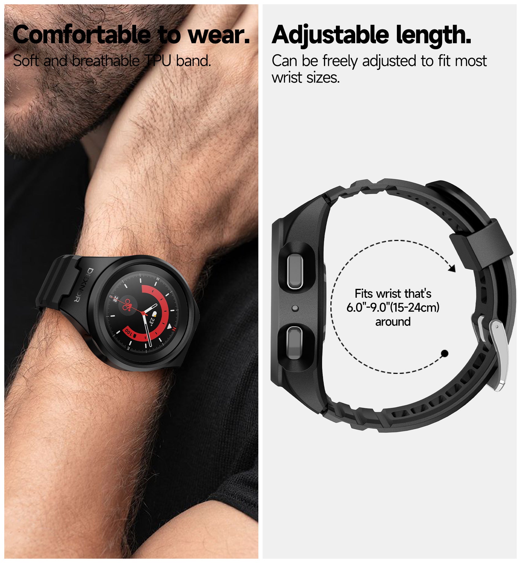 Dexnor Watch Case for Samsung Galaxy Watch 5 Pro band[45mm] Full Body Bumper Shockproof Rugged Raised Bezel Snap-on Cover