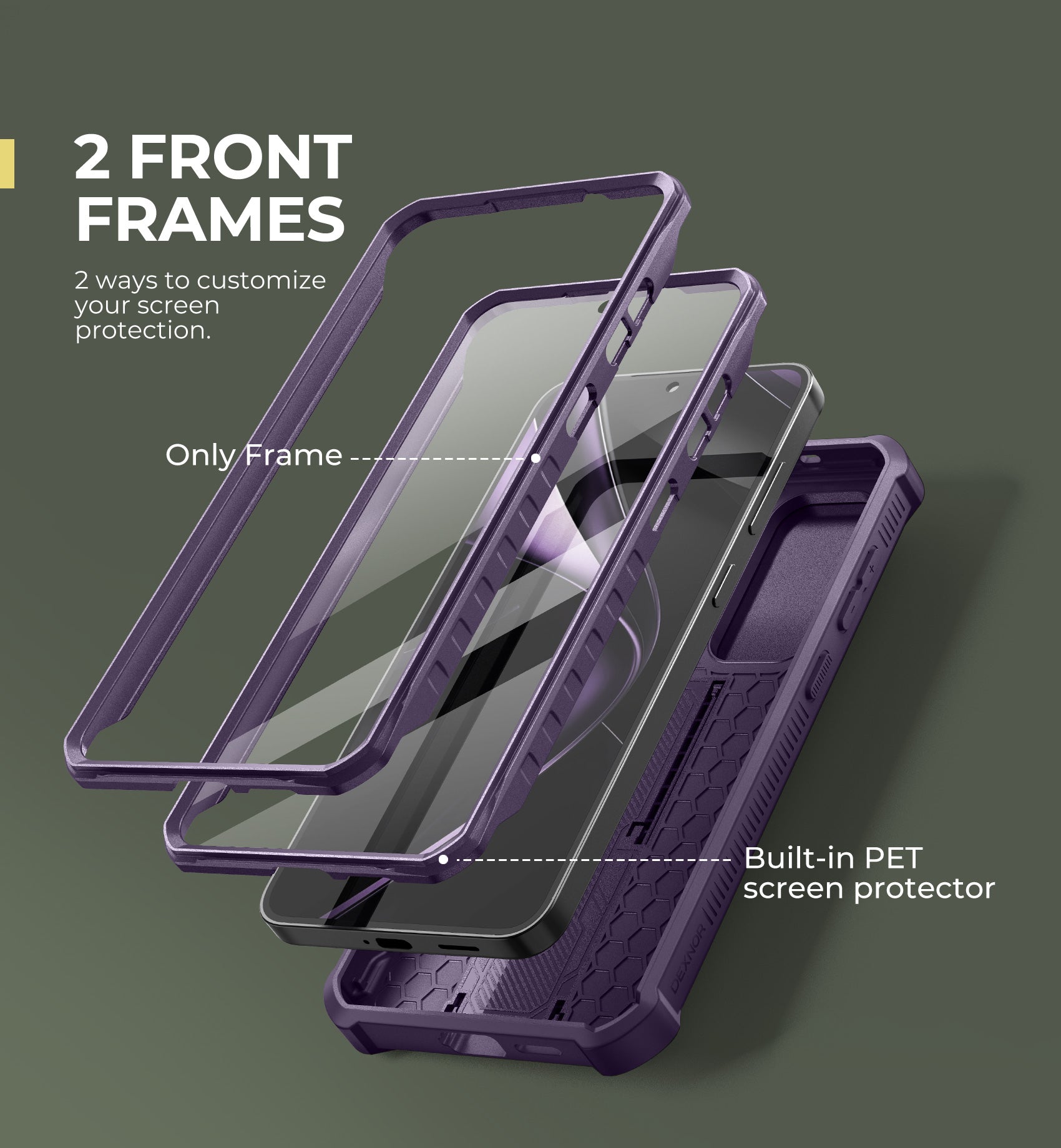 Dexnor Case for Samsung Galaxy S25 Plus Full Body With Screen Protector Slide Camera Bumper Kickstand Heavy-duty Shockproof Grade Cover