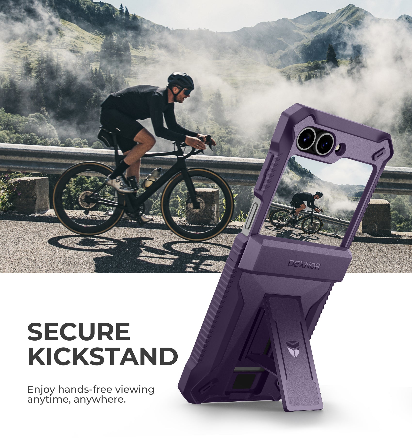 Dexnor Case for Samsung Galaxy Z Flip 6 Hinge Coverage With Screen Protector Full Body Bumper Kickstand Hinge Coverage Shockproof Rugged Cover