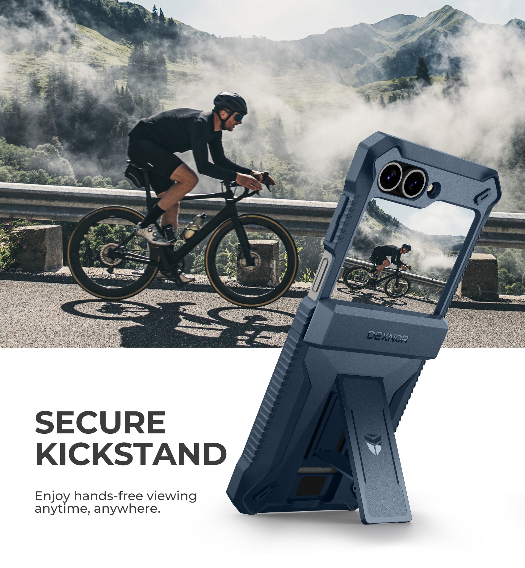 Dexnor Case for Samsung Galaxy Z Flip 6 Hinge Coverage With Screen Protector Full Body Bumper Kickstand Hinge Coverage Shockproof Rugged Cover