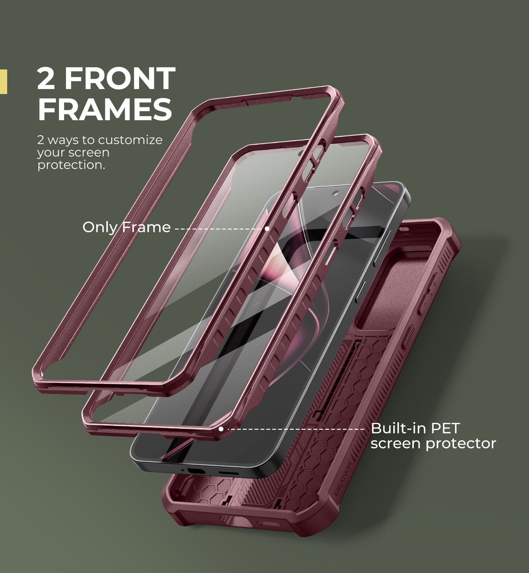 Dexnor Case for Samsung Galaxy S25 Plus Full Body With Screen Protector Slide Camera Bumper Kickstand Heavy-duty Shockproof Grade Cover