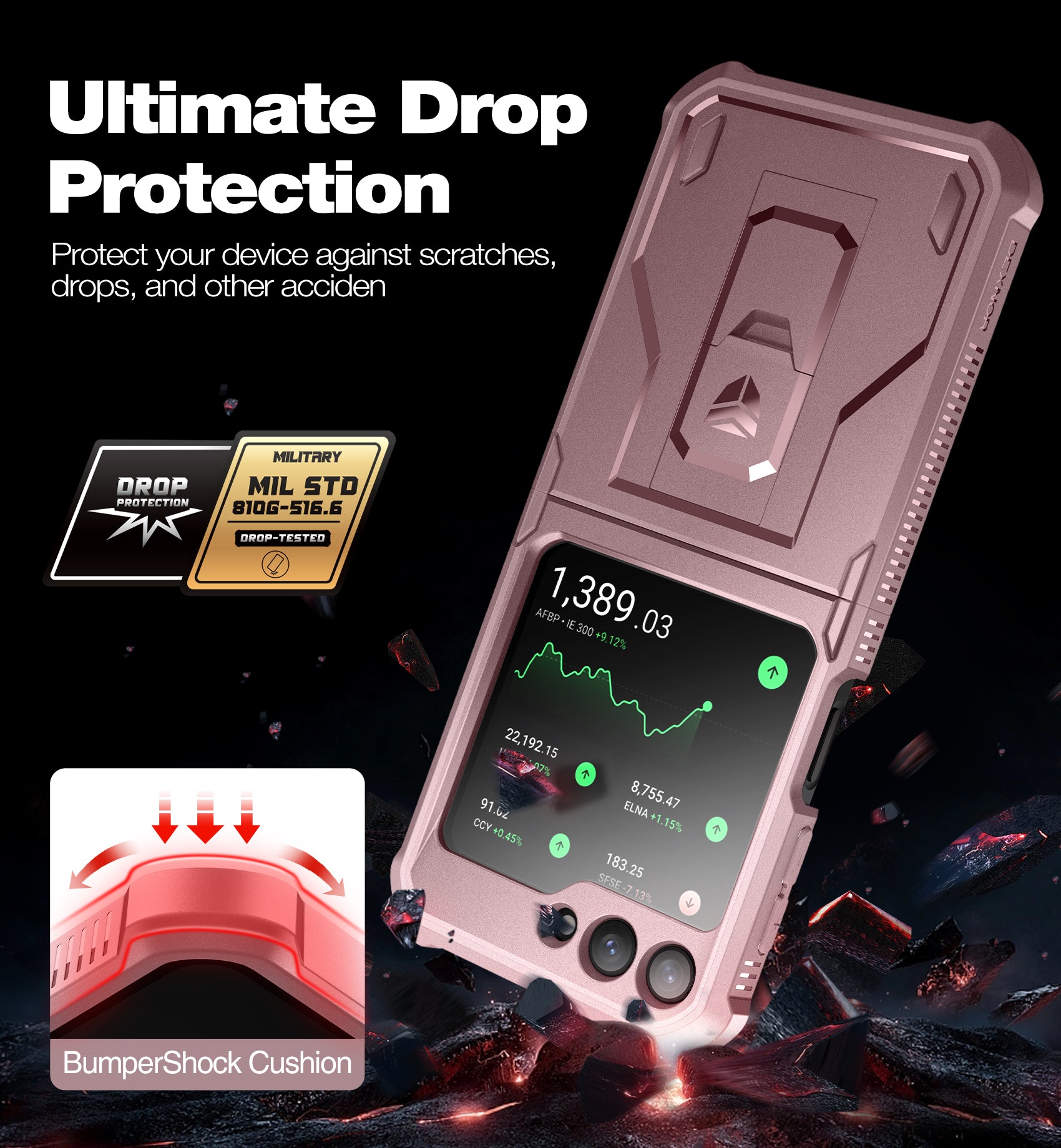 Dexnor Case for Samsung Galaxy Z Flip 5 Hinge Coverage With Screen Protector Full Body Bumper Kickstand Hinge Coverage Shockproof Rugged Cover