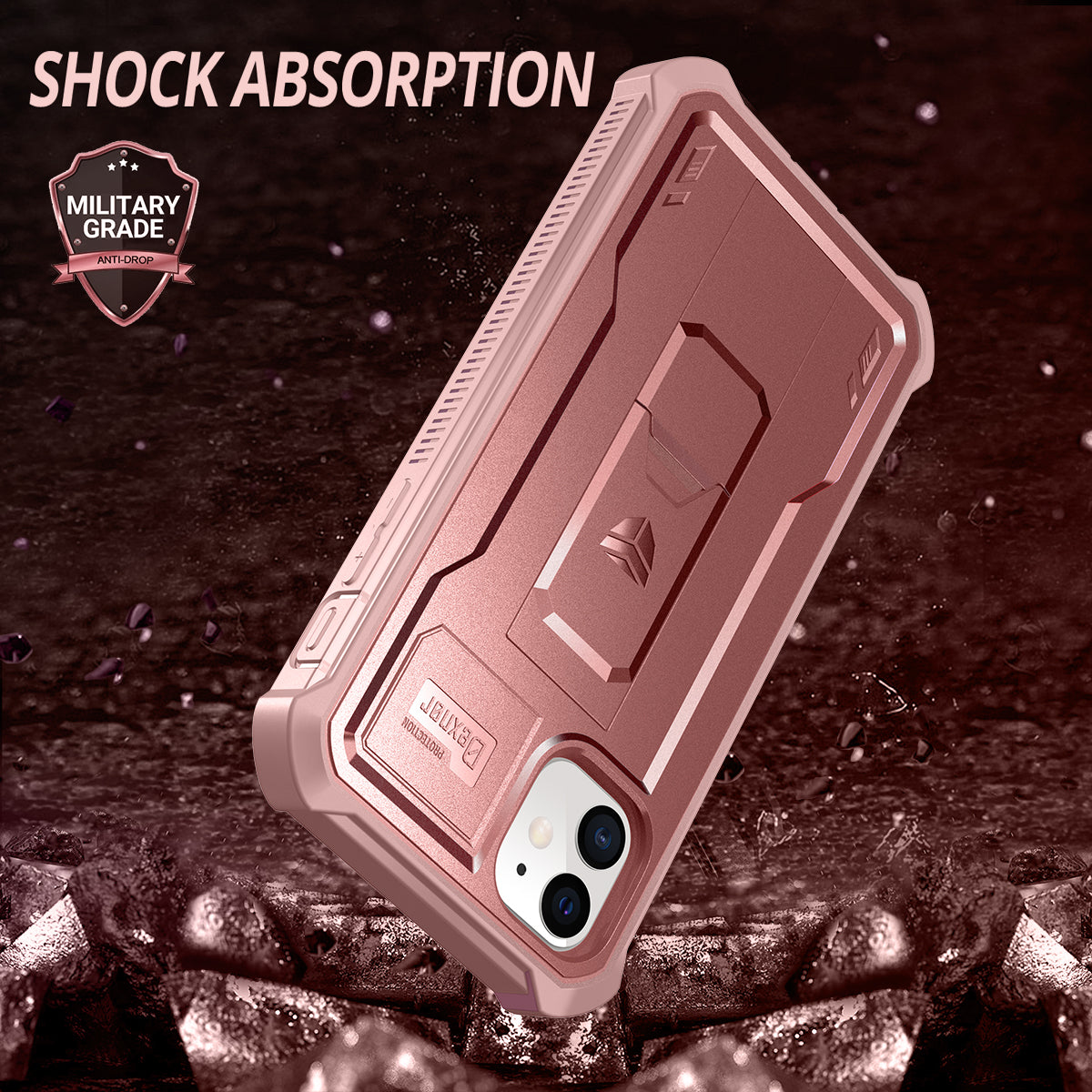 Dexnor Case for iPhone 11 With Screen Protector Full Body Bumper Kickstand Heavy-duty Shockproof Rugged Military Grade Cover.