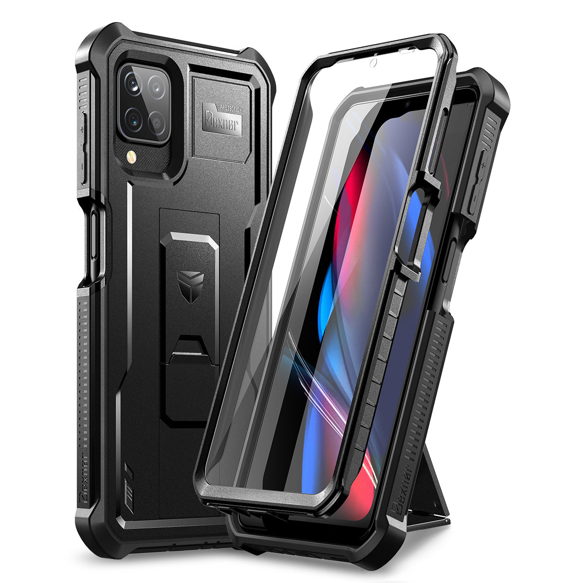 Dexnor Case for Samsung Galaxy A12 5G With Single Screen Protector Full Body Bumper Kickstand Heavy-duty Shockproof Rugged Cover.