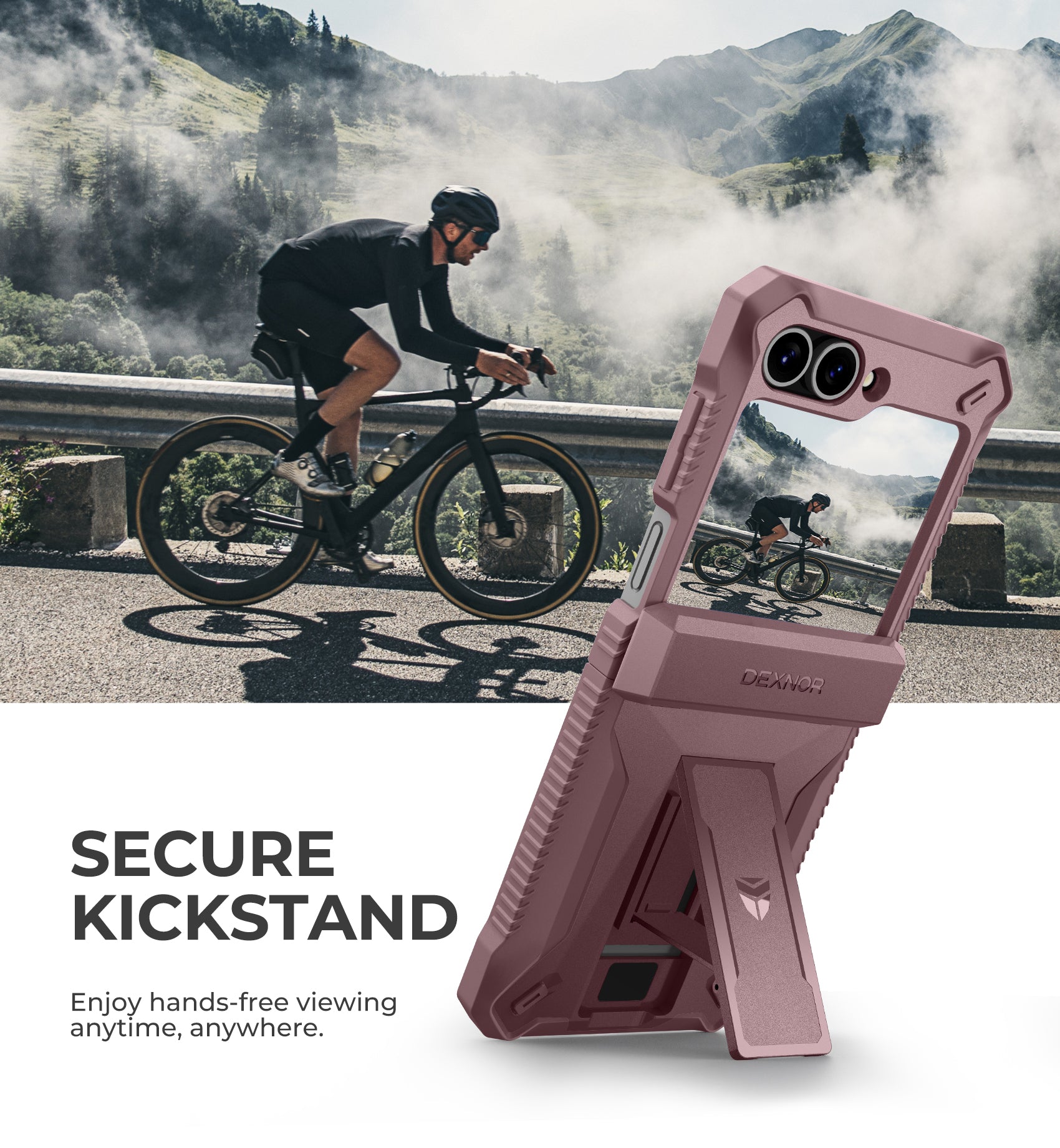 Dexnor Case for Samsung Galaxy Z Flip 6 Hinge Coverage With Screen Protector Full Body Bumper Kickstand Hinge Coverage Shockproof Rugged Cover