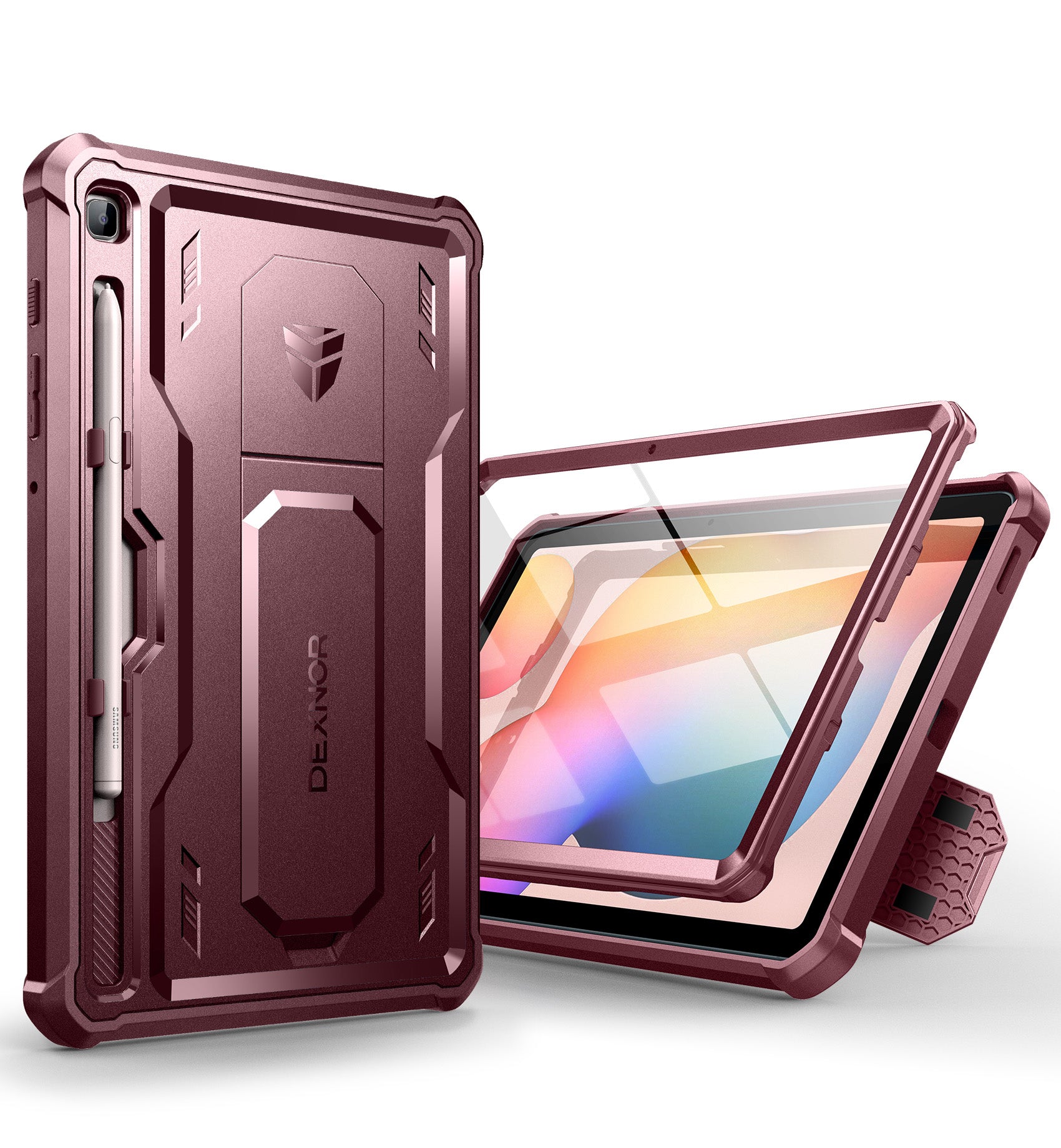Dexnor Tablet Case for Samsung Galaxy Tab S6 lite 2020/2022/2024 With Screen Protector Full Body Bumper Kickstand Heavy-duty Shockproof Rugged Pen Holder Cover.