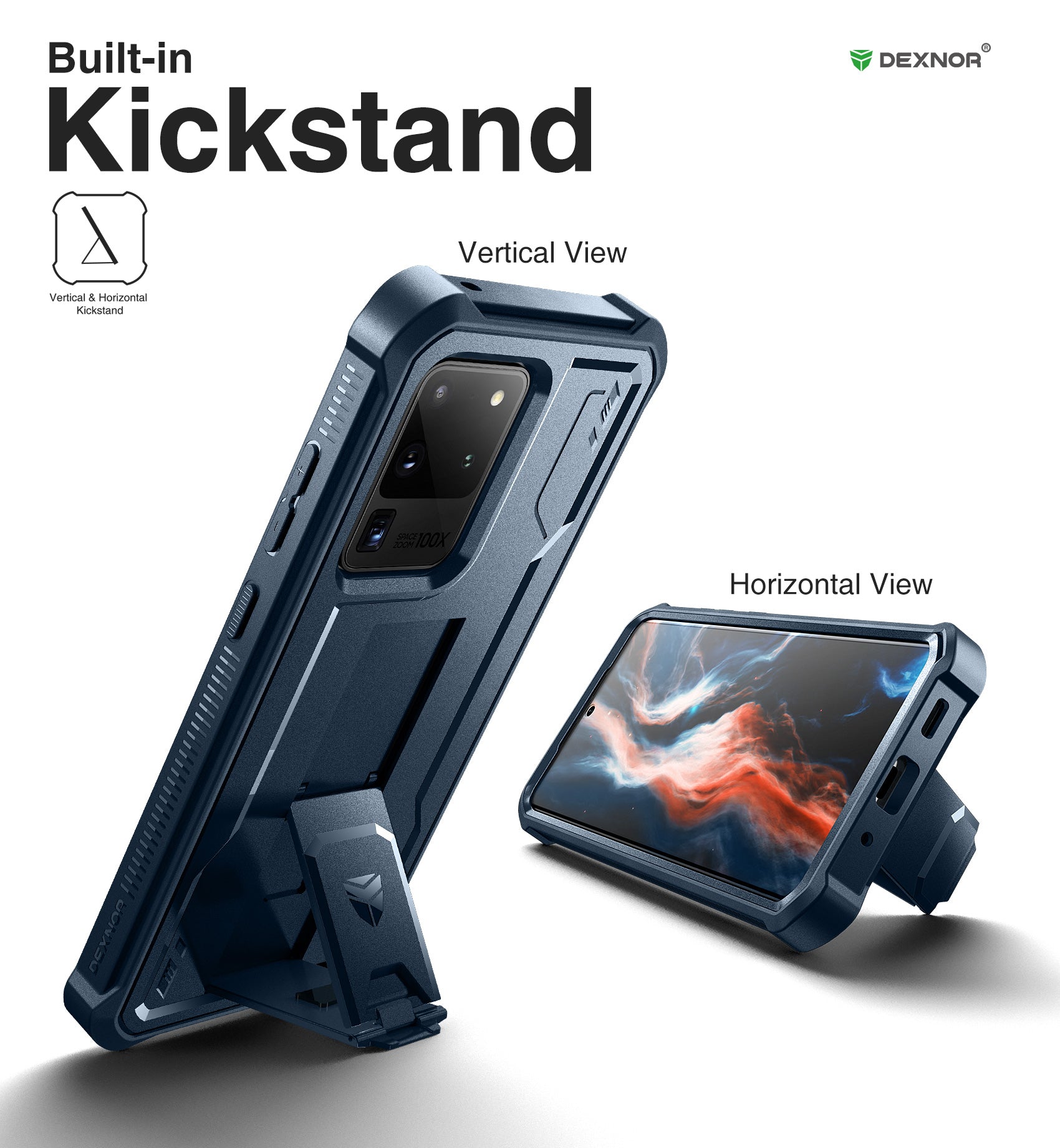 Dexnor Case for Samsung Galaxy S20 Ultra With Single Screen Protector Full Body Bumper Kickstand Heavy-duty Shockproof Rugged Cover.