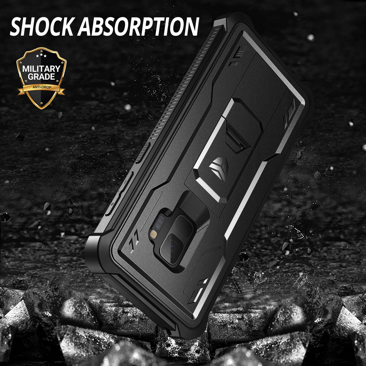 Dexnor Case for Samsung Galaxy S9 With Single Screen Protector Full Body Bumper Kickstand Heavy-duty Shockproof Rugged Cover.