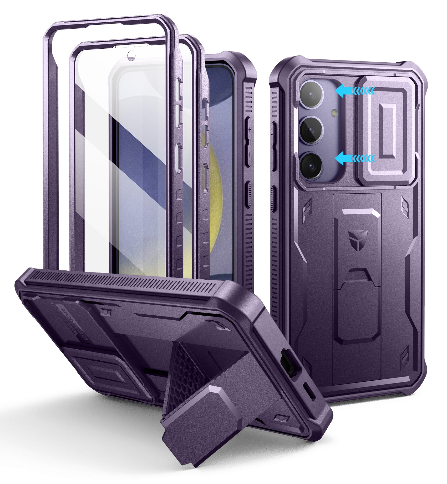 Dexnor Case for Samsung Galaxy S24 Plus Full Body With Screen Protector Slide Camera Bumper Kickstand Heavy-duty Shockproof Rugged Cover.