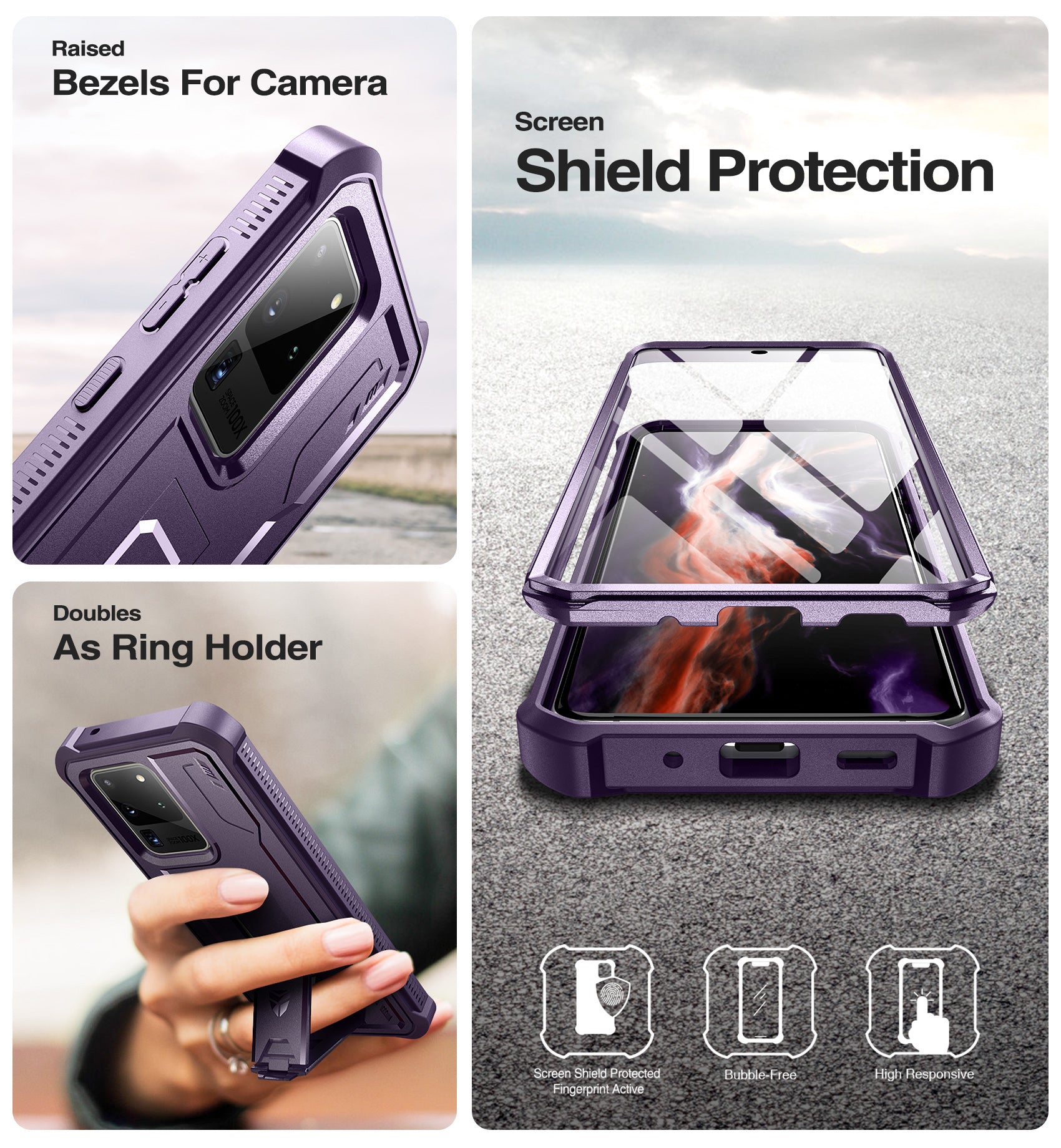 Dexnor Case for Samsung Galaxy S20 Ultra With Single Screen Protector Full Body Bumper Kickstand Heavy-duty Shockproof Rugged Cover.