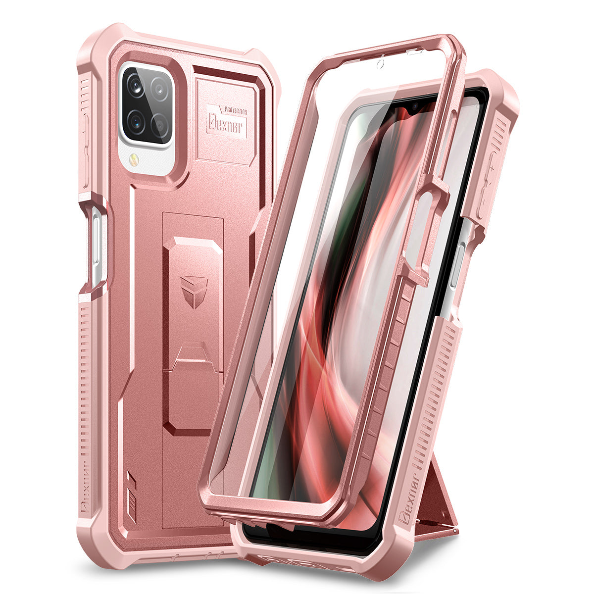 Dexnor Case for Samsung Galaxy A12 5G With Single Screen Protector Full Body Bumper Kickstand Heavy-duty Shockproof Rugged Cover.