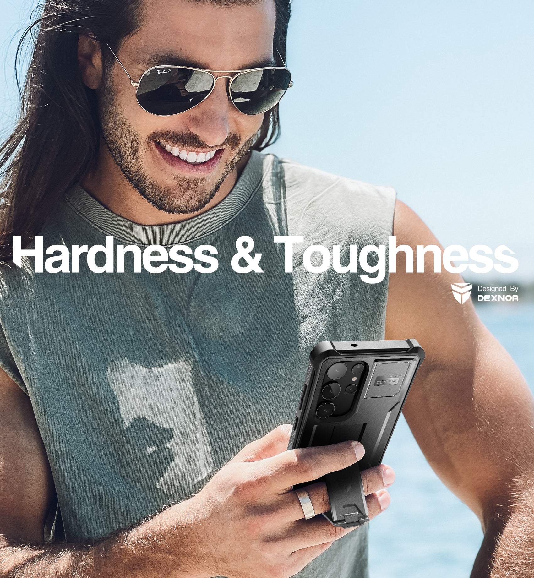 Dexnor Case for Samsung Galaxy S23 Ultra With Screen Protector Full Body Bumper Kickstand Heavy-duty Shockproof Cover