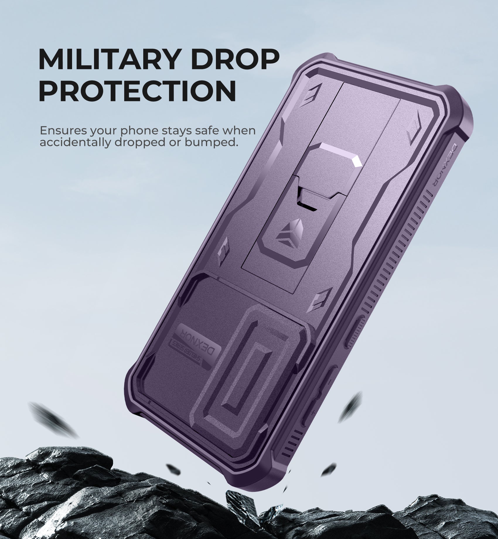 Dexnor Case for Samsung Galaxy S24 Full Body With Screen Protector Slide Camera Bumper Kickstand Heavy-duty Shockproof Rugged Military Grade Cover.