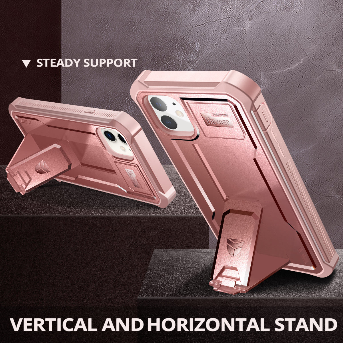Dexnor Case for iPhone 11 With Screen Protector Full Body Bumper Kickstand Heavy-duty Shockproof Rugged Military Grade Cover.