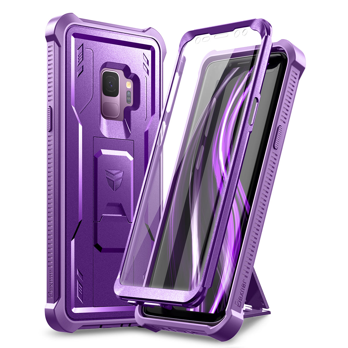 Dexnor Case for Samsung Galaxy S9 With Single Screen Protector Full Body Bumper Kickstand Heavy-duty Shockproof Rugged Cover.