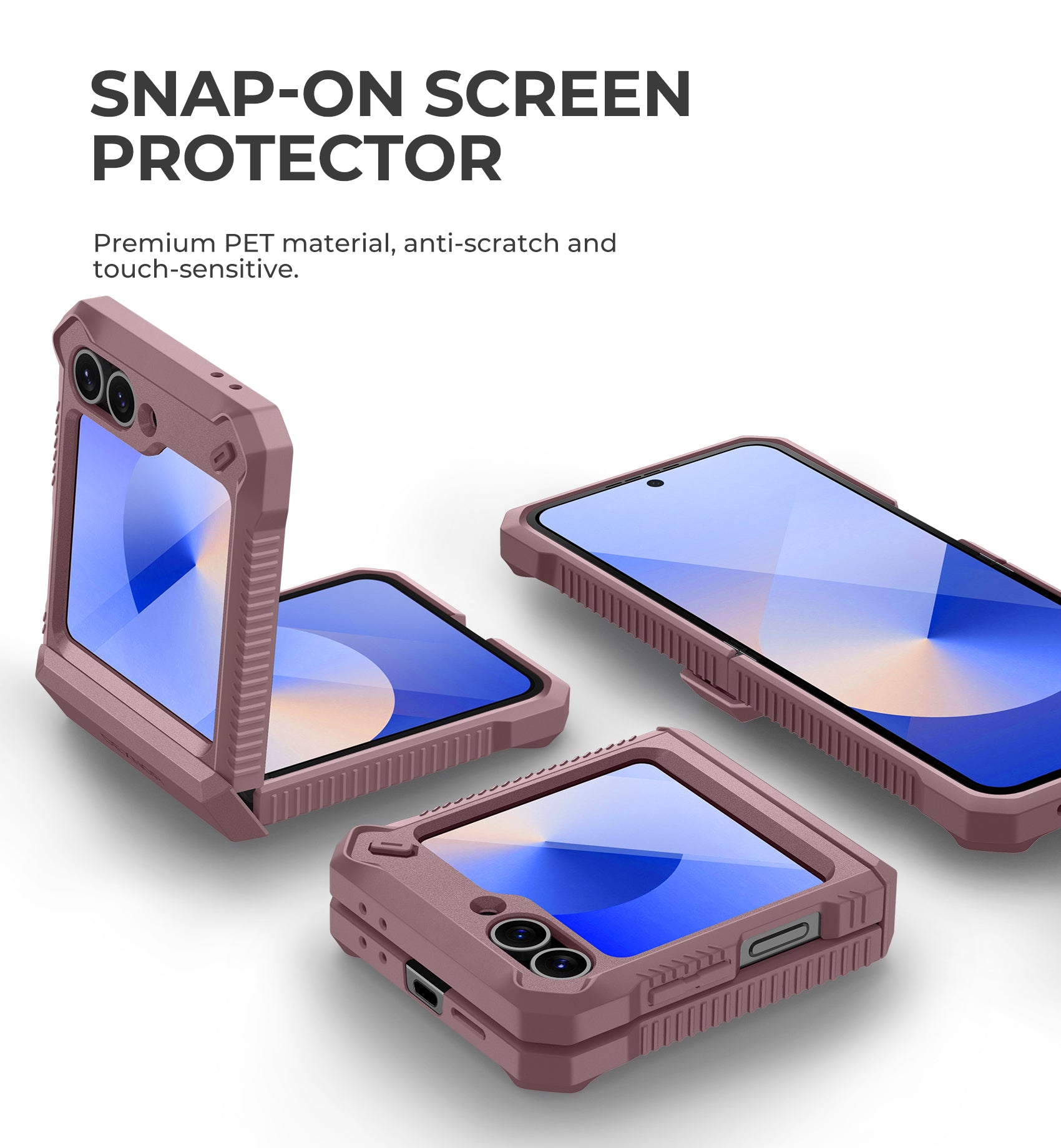 Dexnor Case for Samsung Galaxy Z Flip 6 Hinge Coverage With Screen Protector Full Body Bumper Kickstand Hinge Coverage Shockproof Rugged Cover